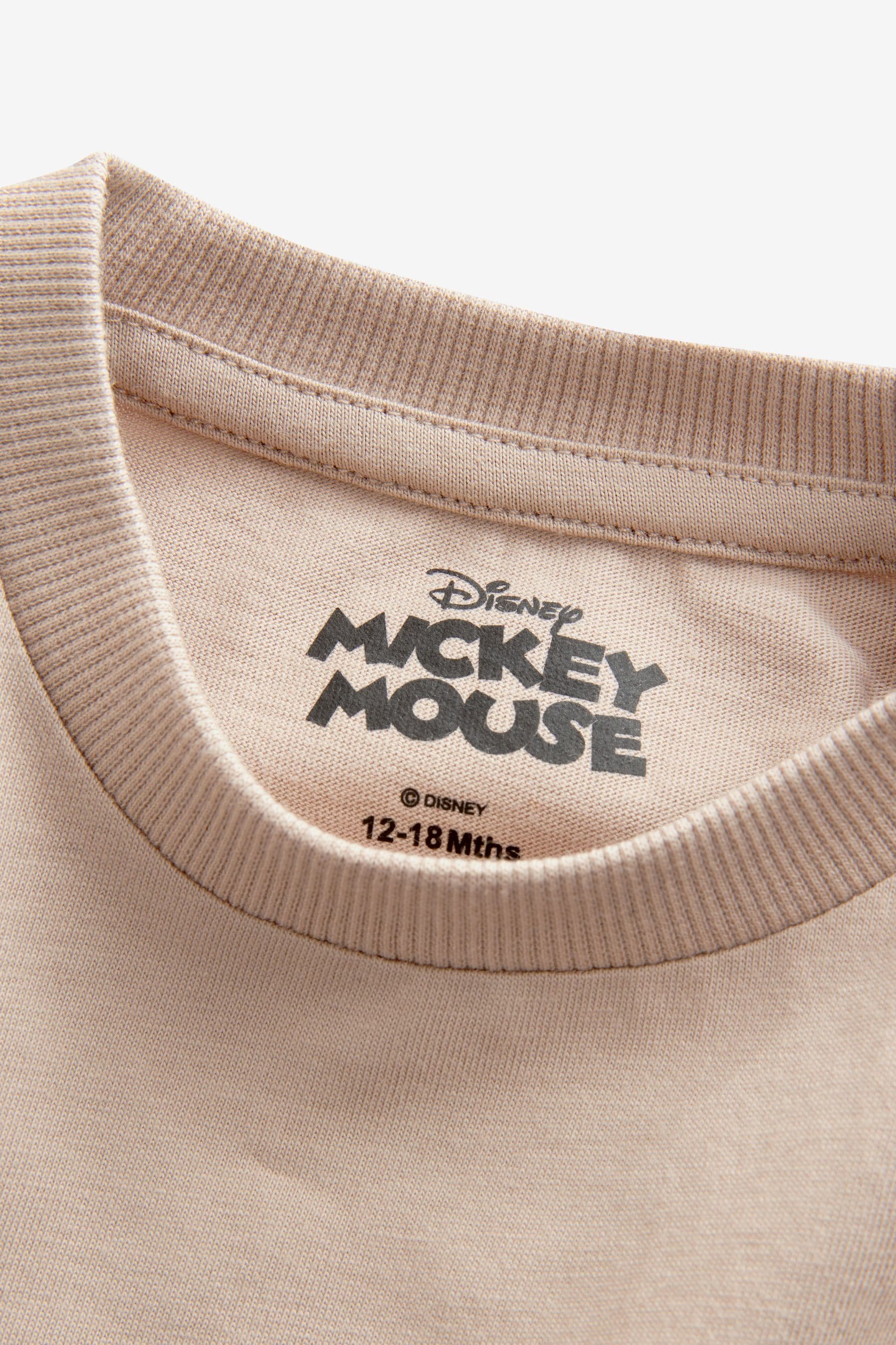 Neutral 100% Cotton Mickey Mouse Long Sleeve T-Shirt (3mths-8yrs)