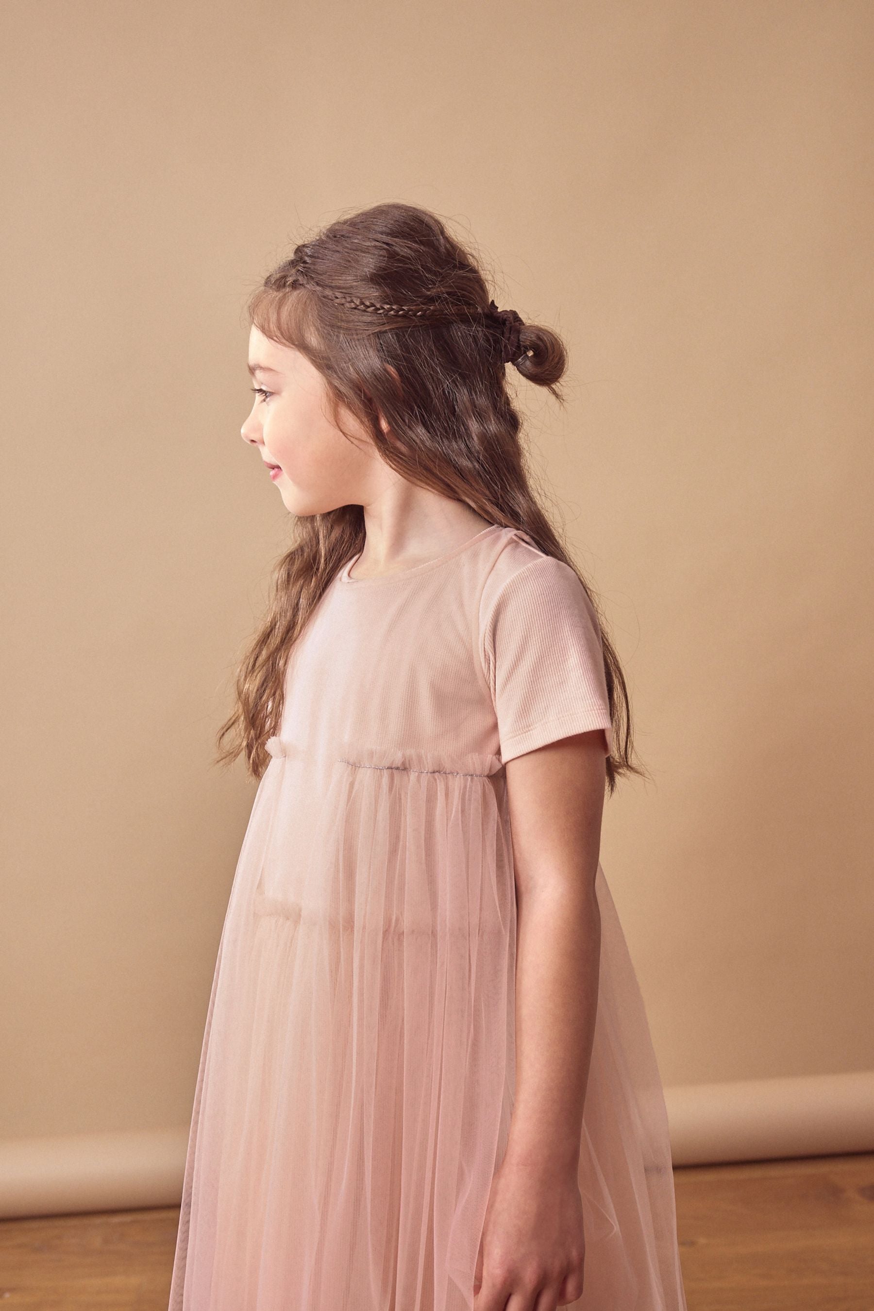 Pink Mesh T-Shirt Dress (3-16yrs)