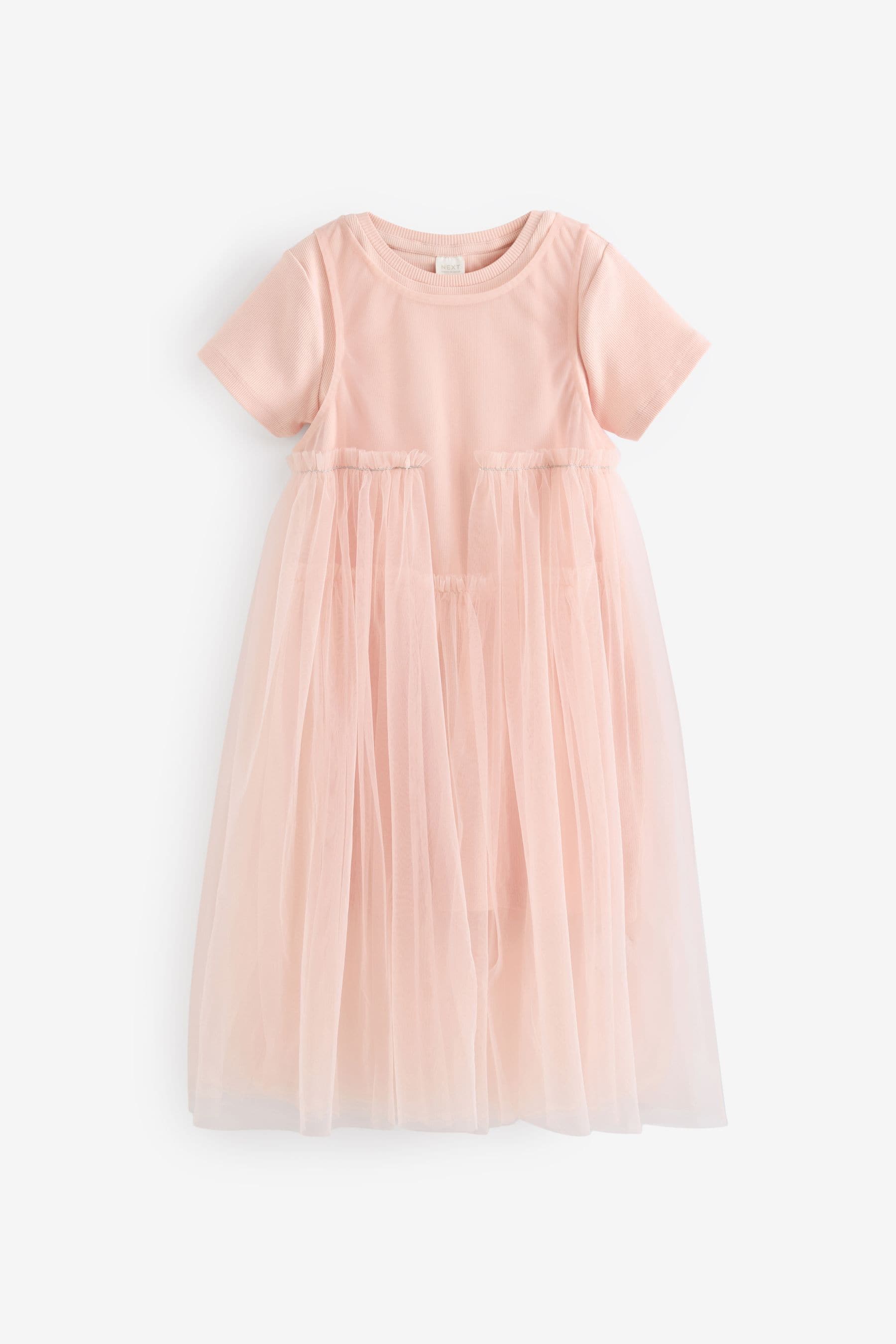 Pink Mesh T-Shirt Dress (3-16yrs)