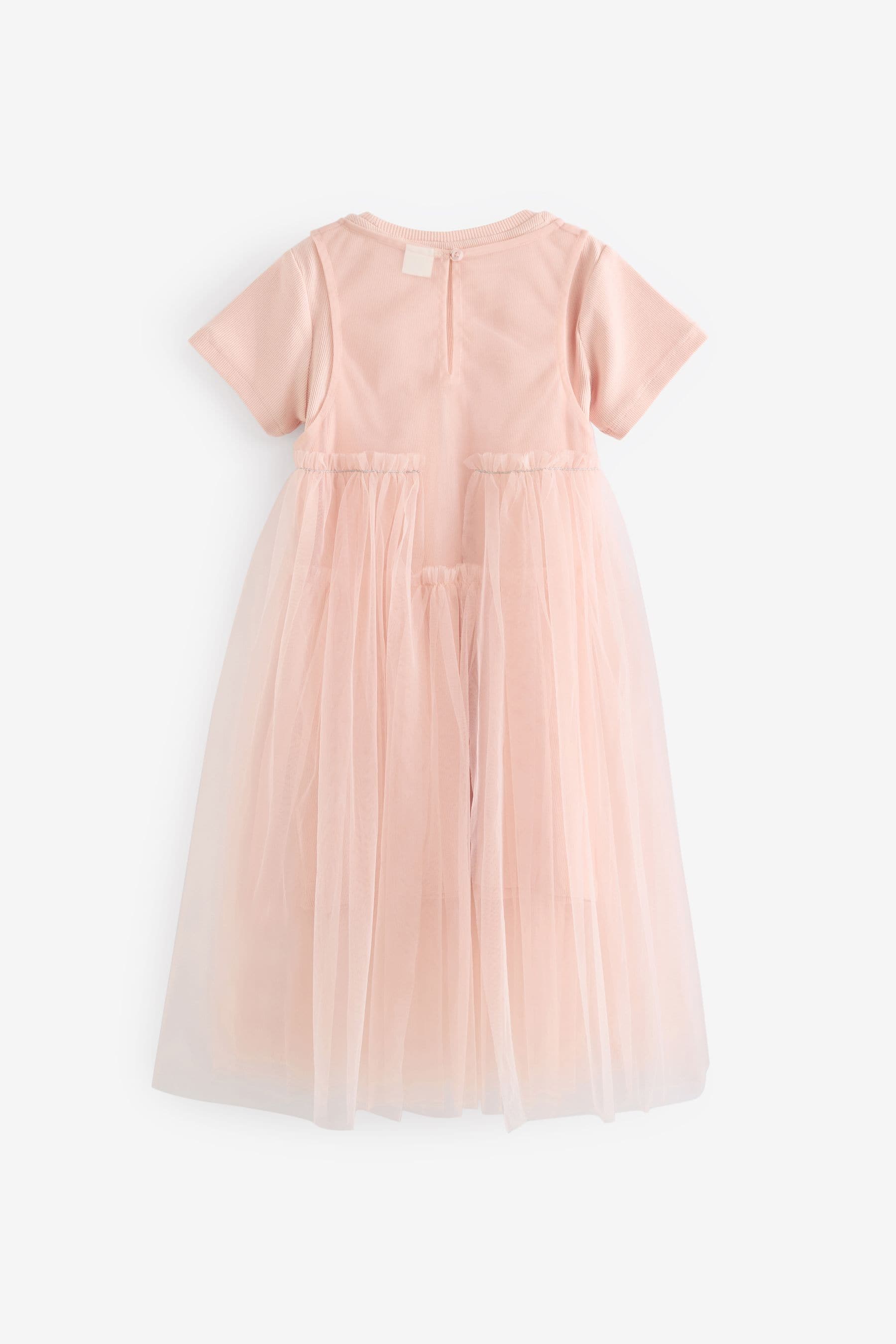 Pink Mesh T-Shirt Dress (3-16yrs)