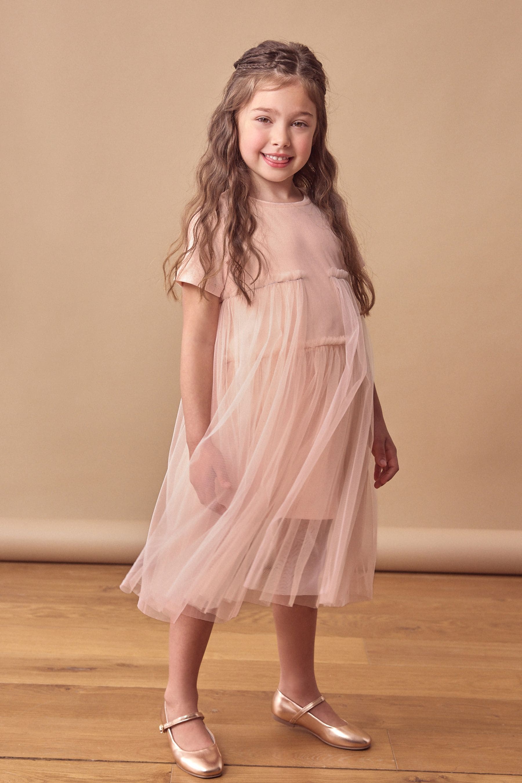 Pink Mesh T-Shirt Dress (3-16yrs)