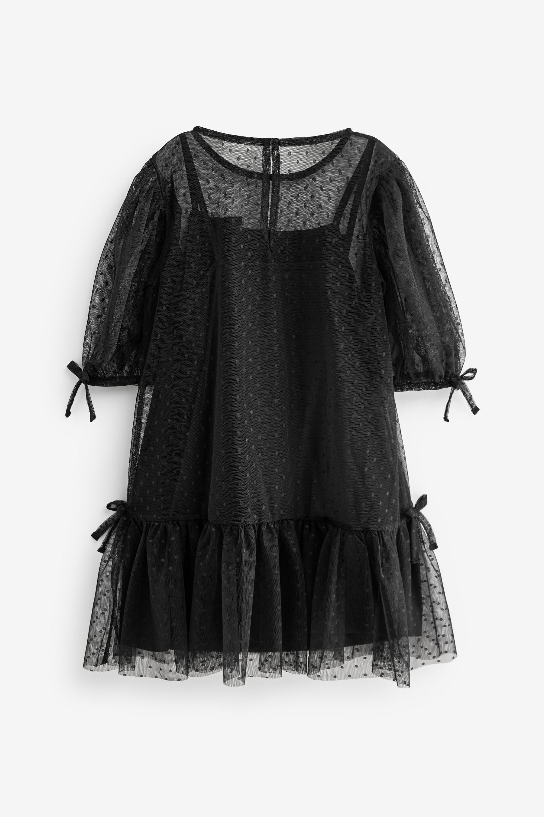 Black Mesh Bow Dress (3-16yrs)