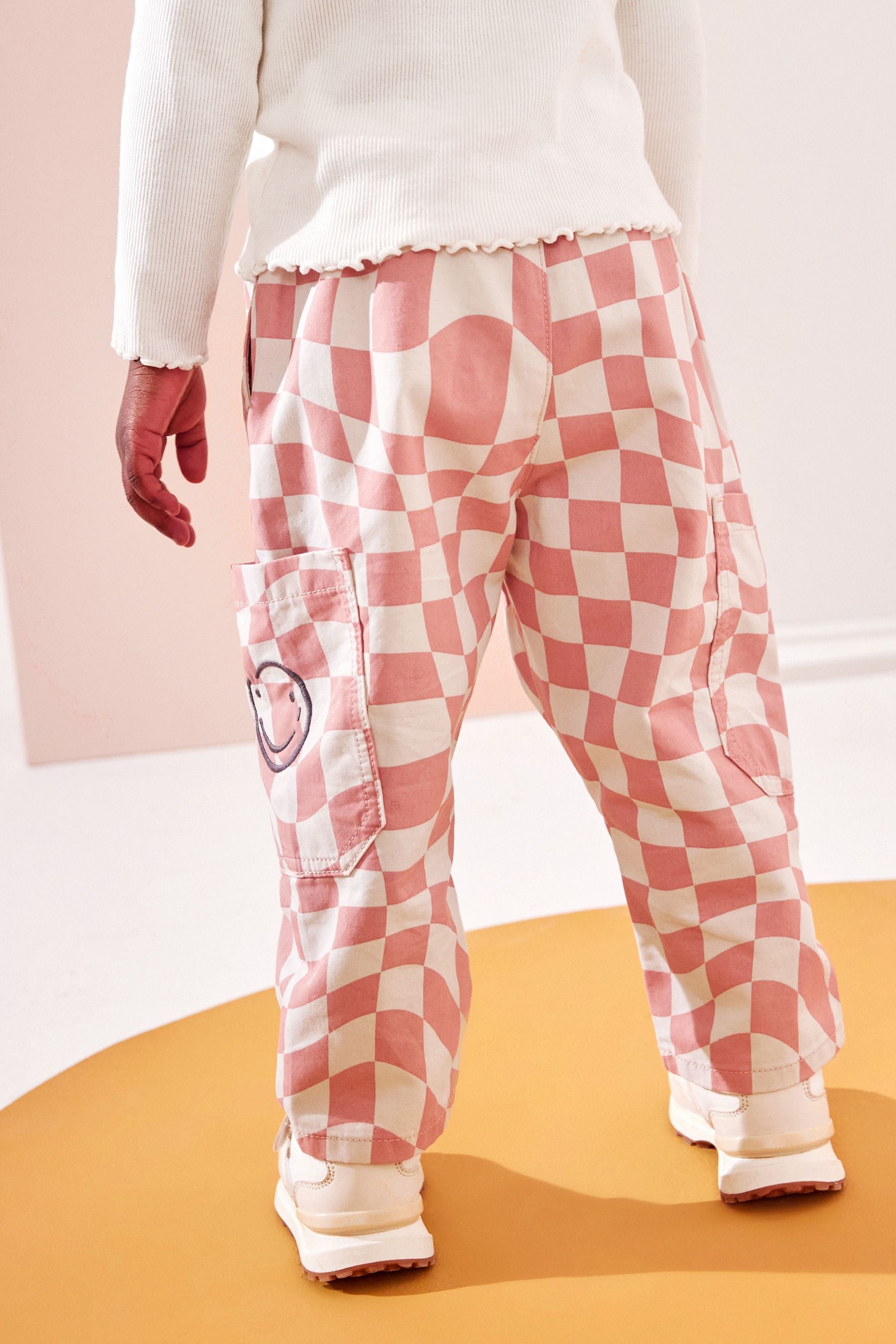 Pink/Cream Checkerboard 100% Cotton Trousers (3mths-7yrs)