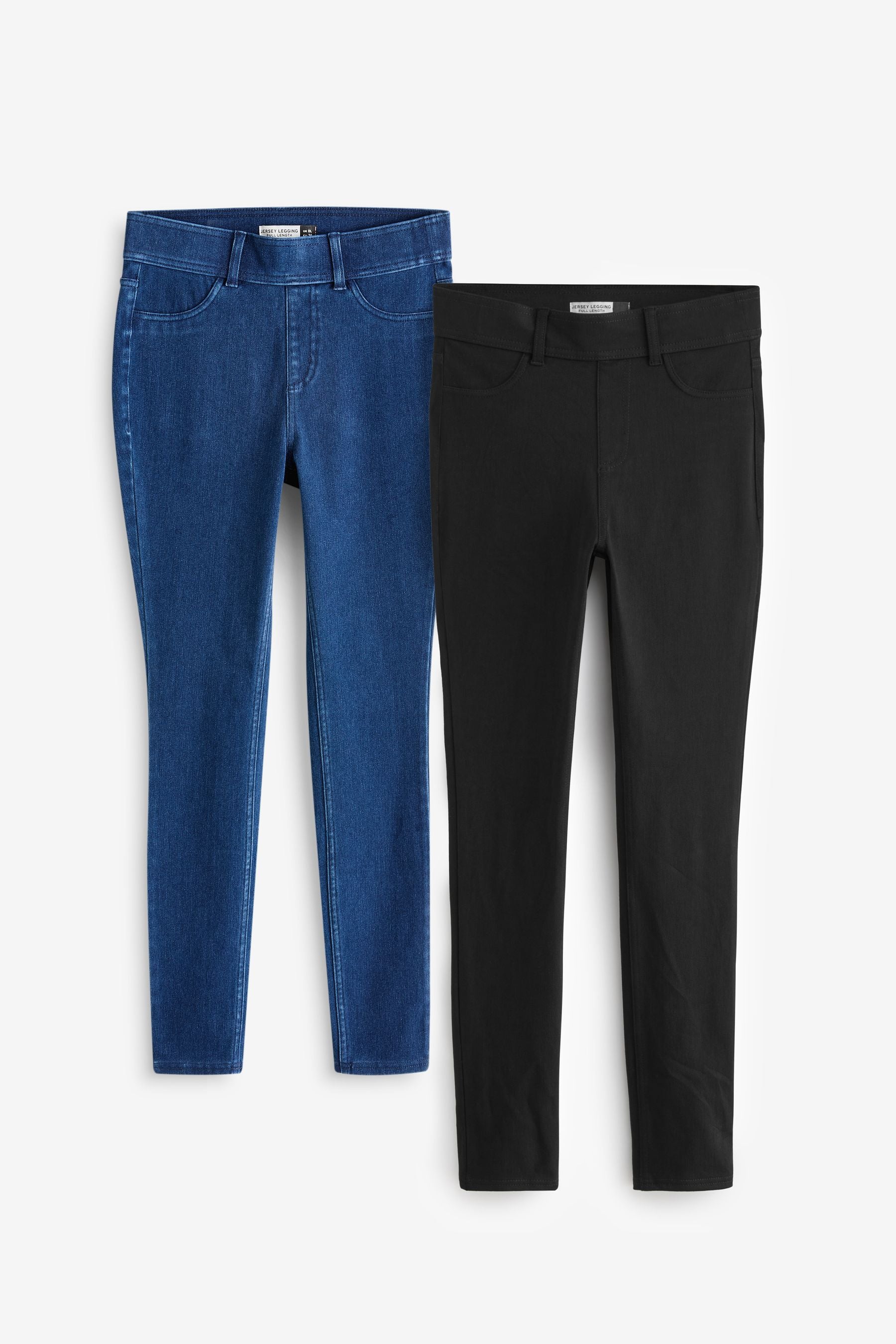 Black/Blue Full Length Denim Leggings 2 Pack