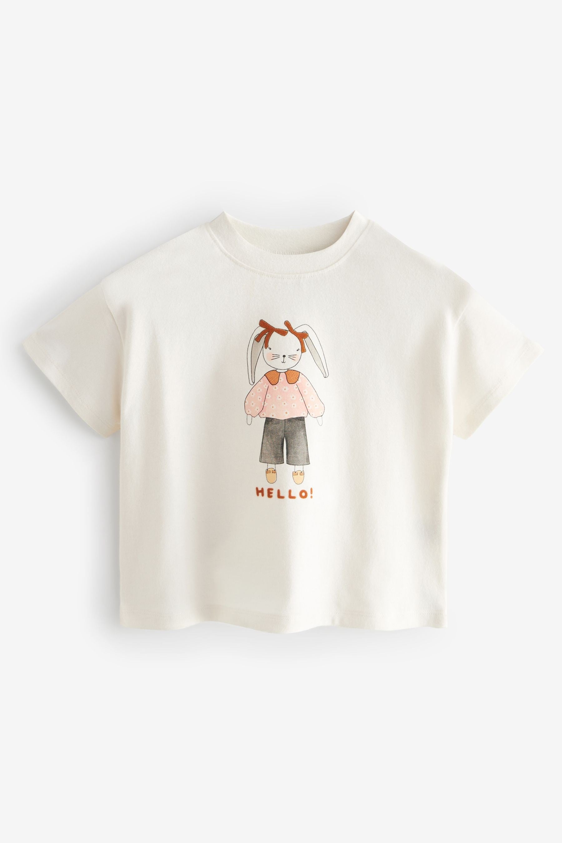 Cream Bunny Short Sleeve T-Shirt (3mths-7yrs)