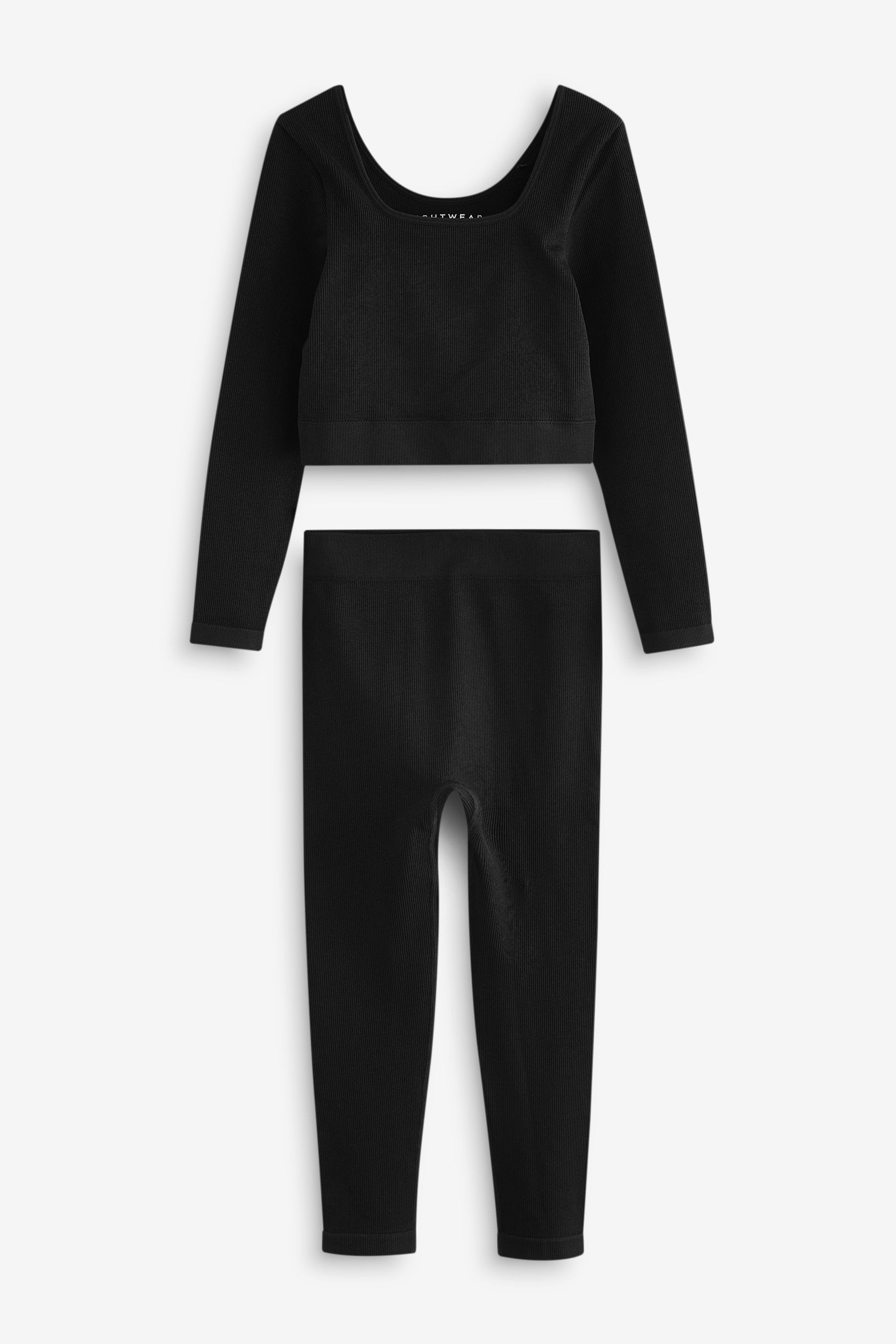 Black Seam-Free Top and Leggings Set (7-16yrs)