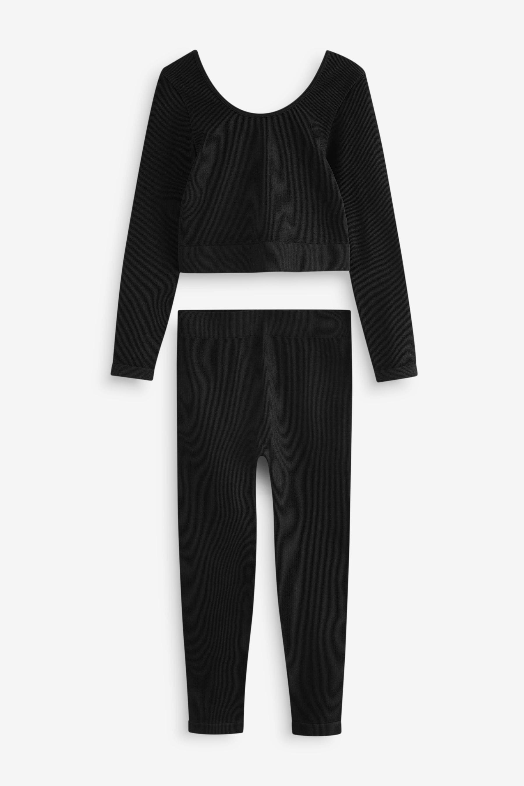 Black Seam-Free Top and Leggings Set (7-16yrs)