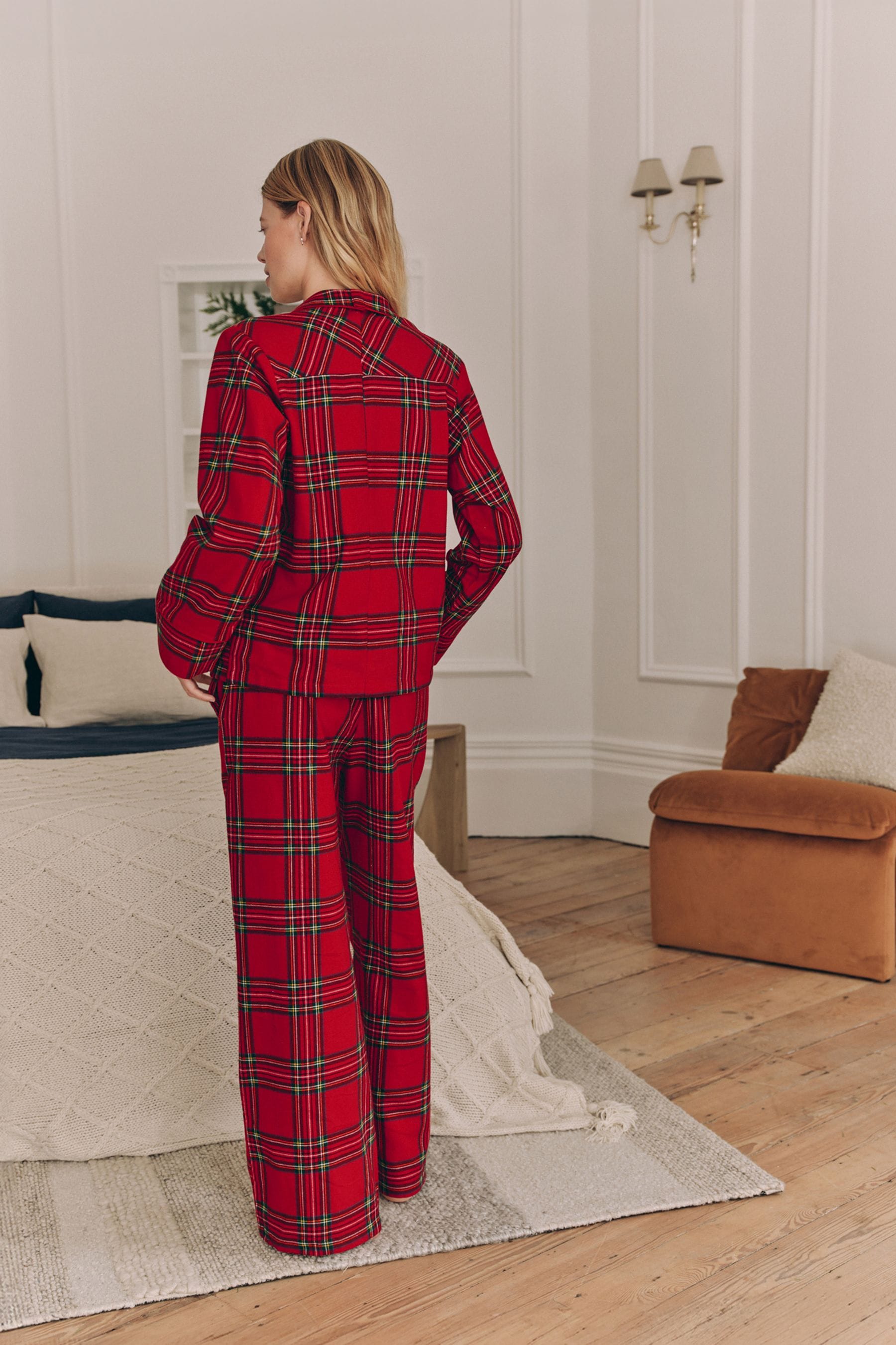 Red Check Matching Family Womens Christmas Flannel 100% Cotton Pyjamas