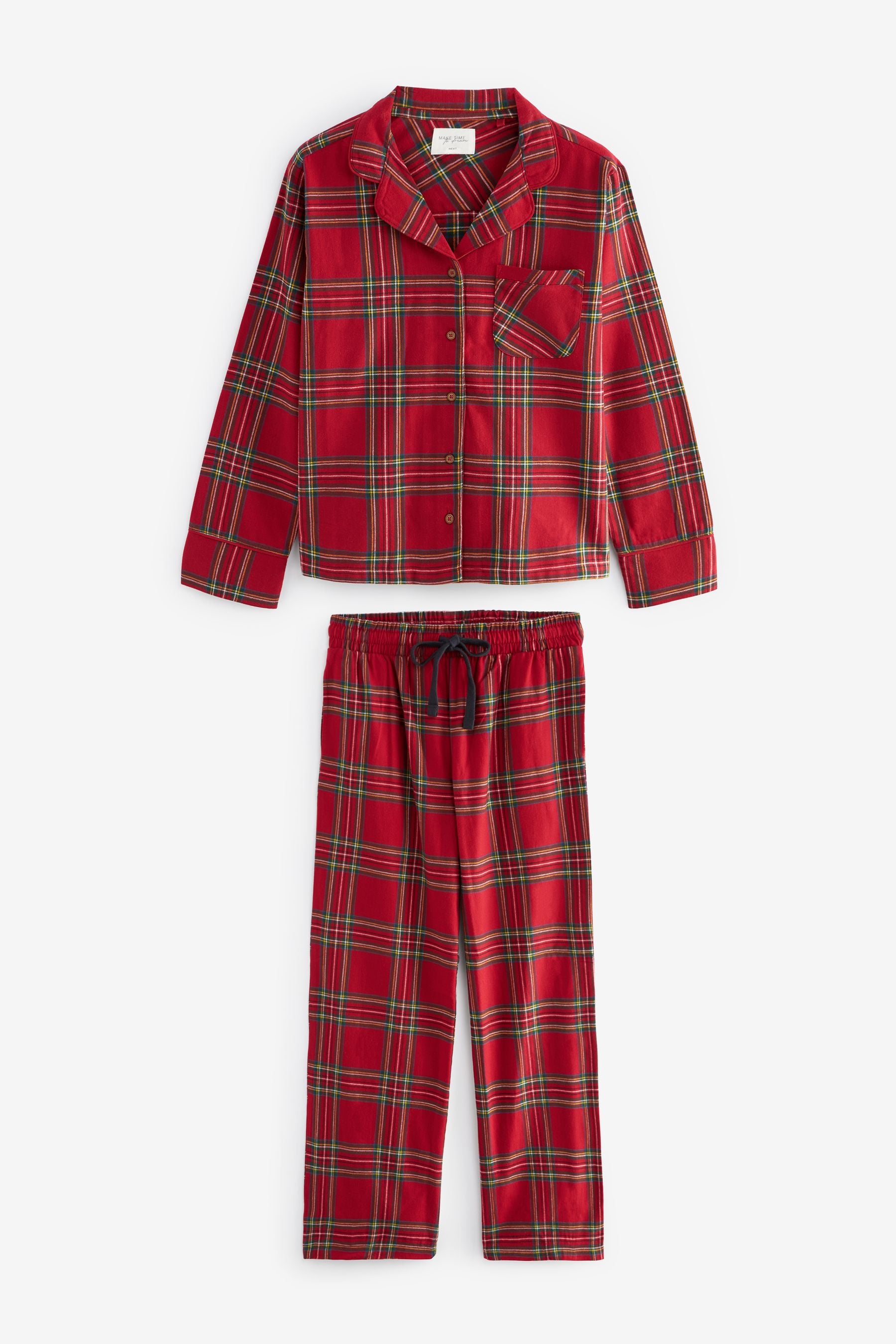 Red Check Matching Family Womens Christmas Flannel 100% Cotton Pyjamas