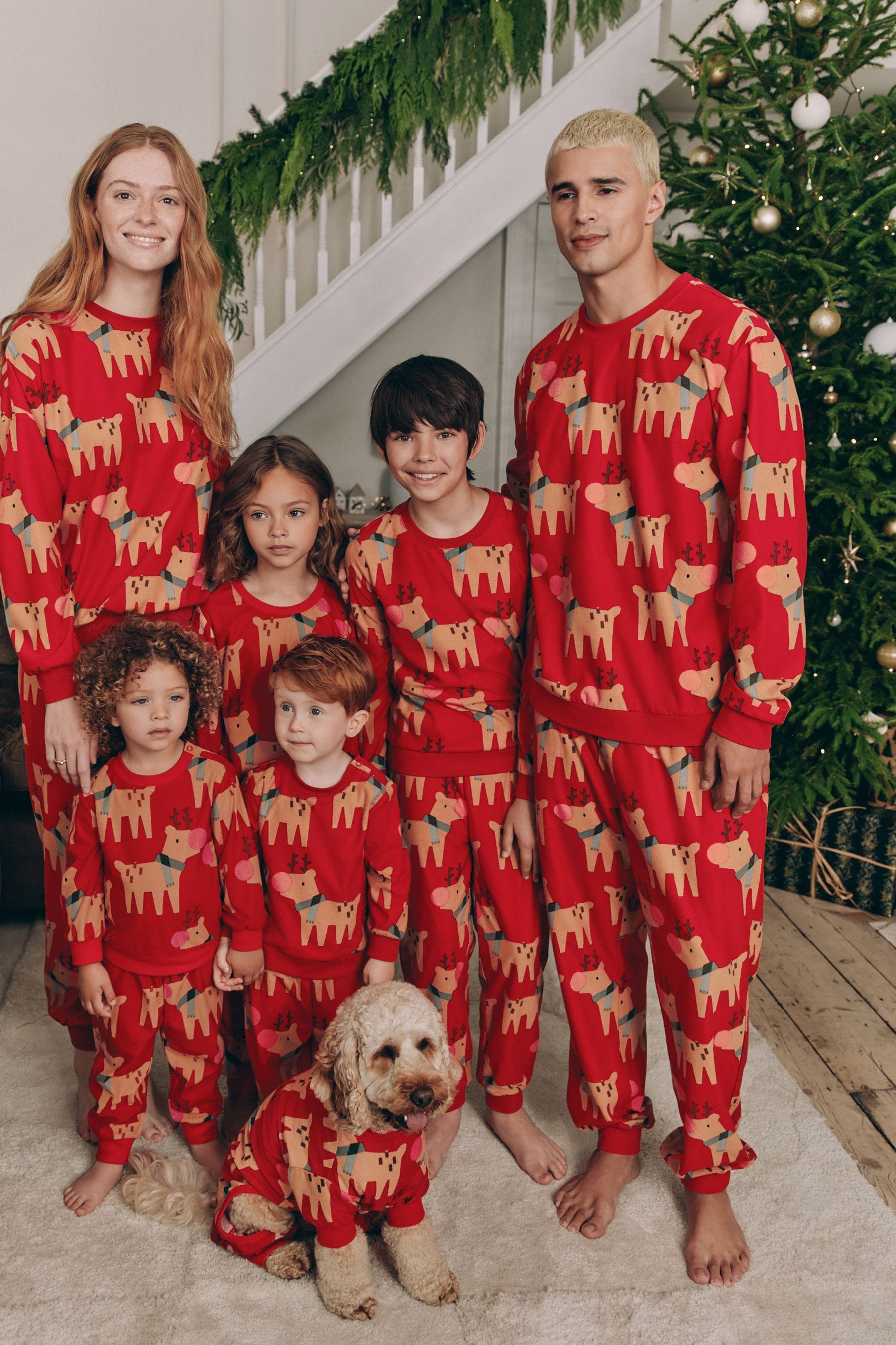 Red Matching Family Womens Christmas Reindeer Pyjamas