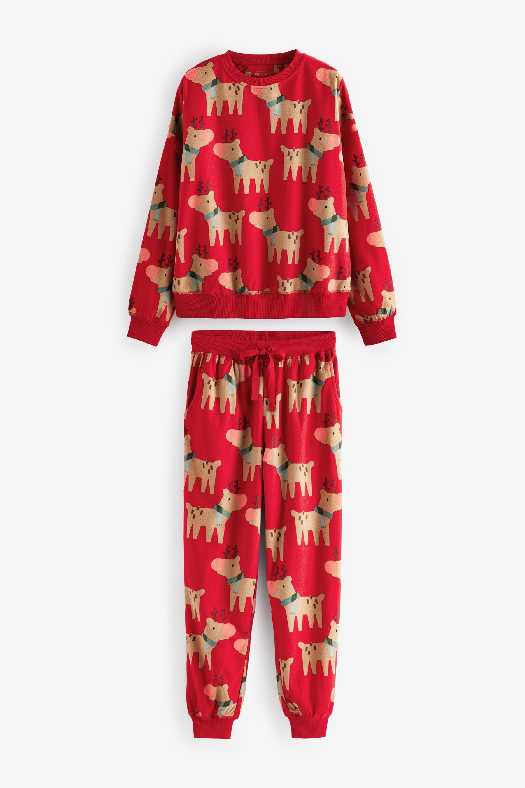 Red Matching Family Womens Christmas Reindeer Pyjamas