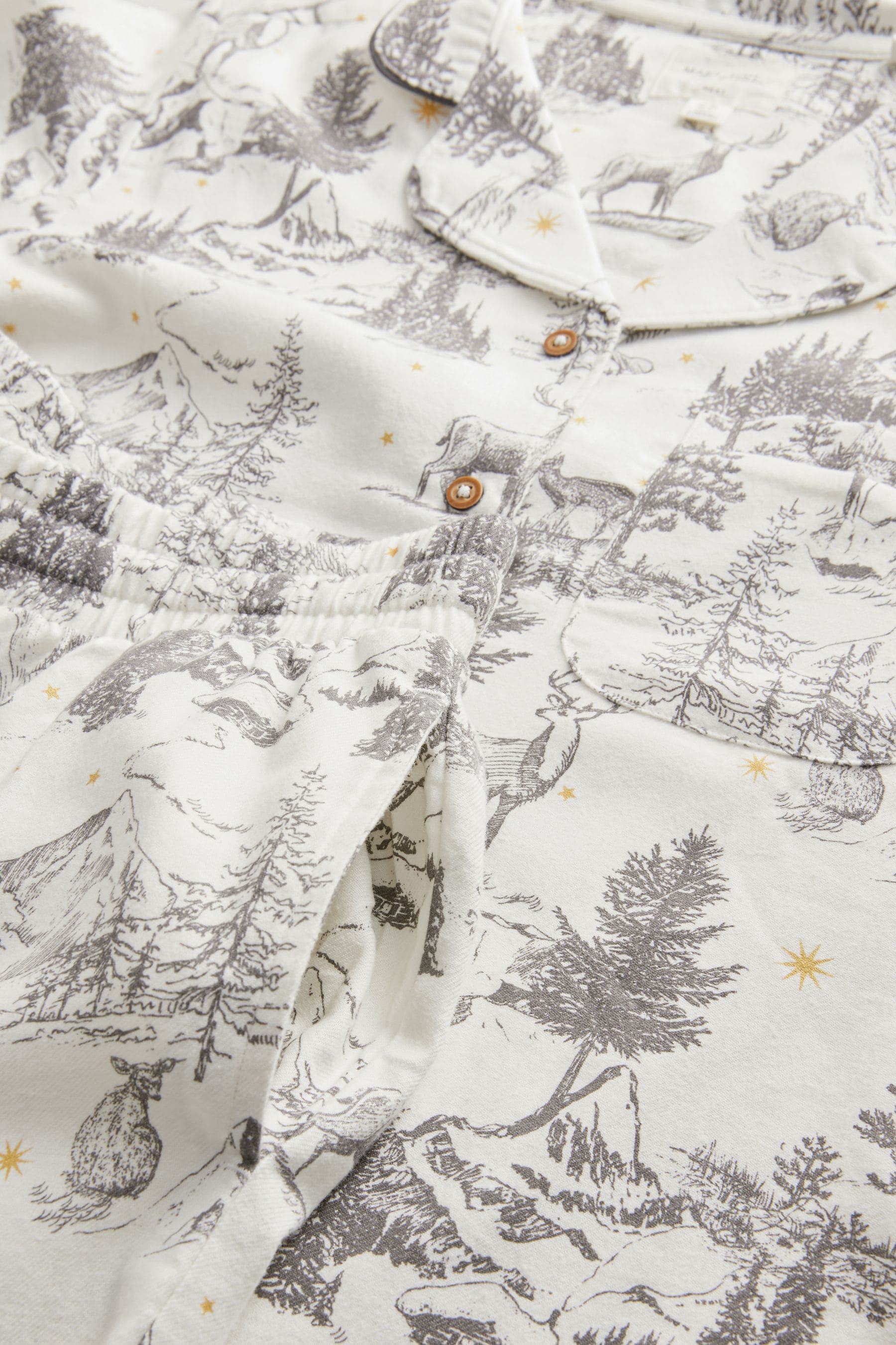 Grey Womens 100% Cotton Matching Family Christmas Mountain Print Pyjamas