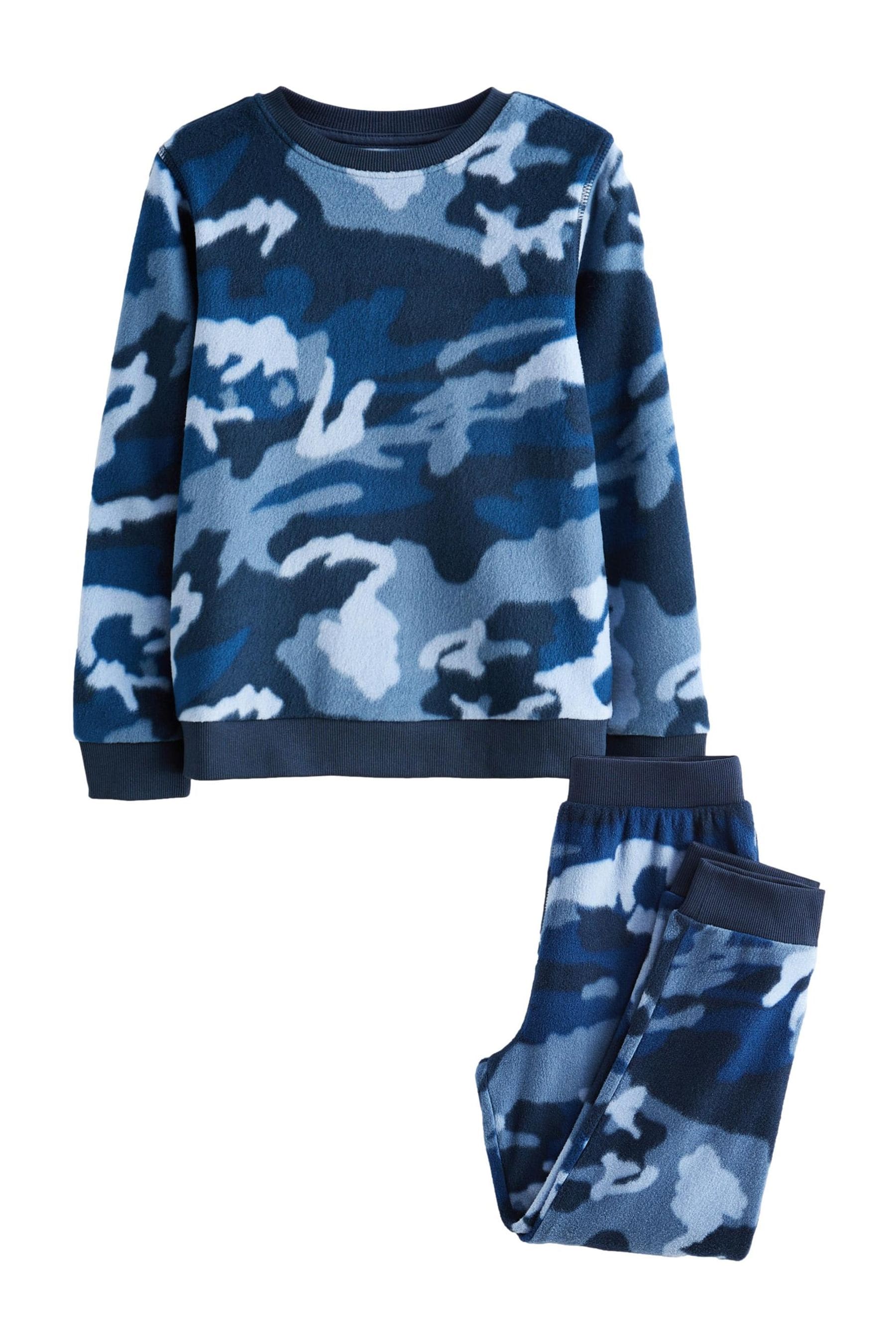 Navy Camouflage Single Soft Touch Fleece With Elastane (3-16yrs)