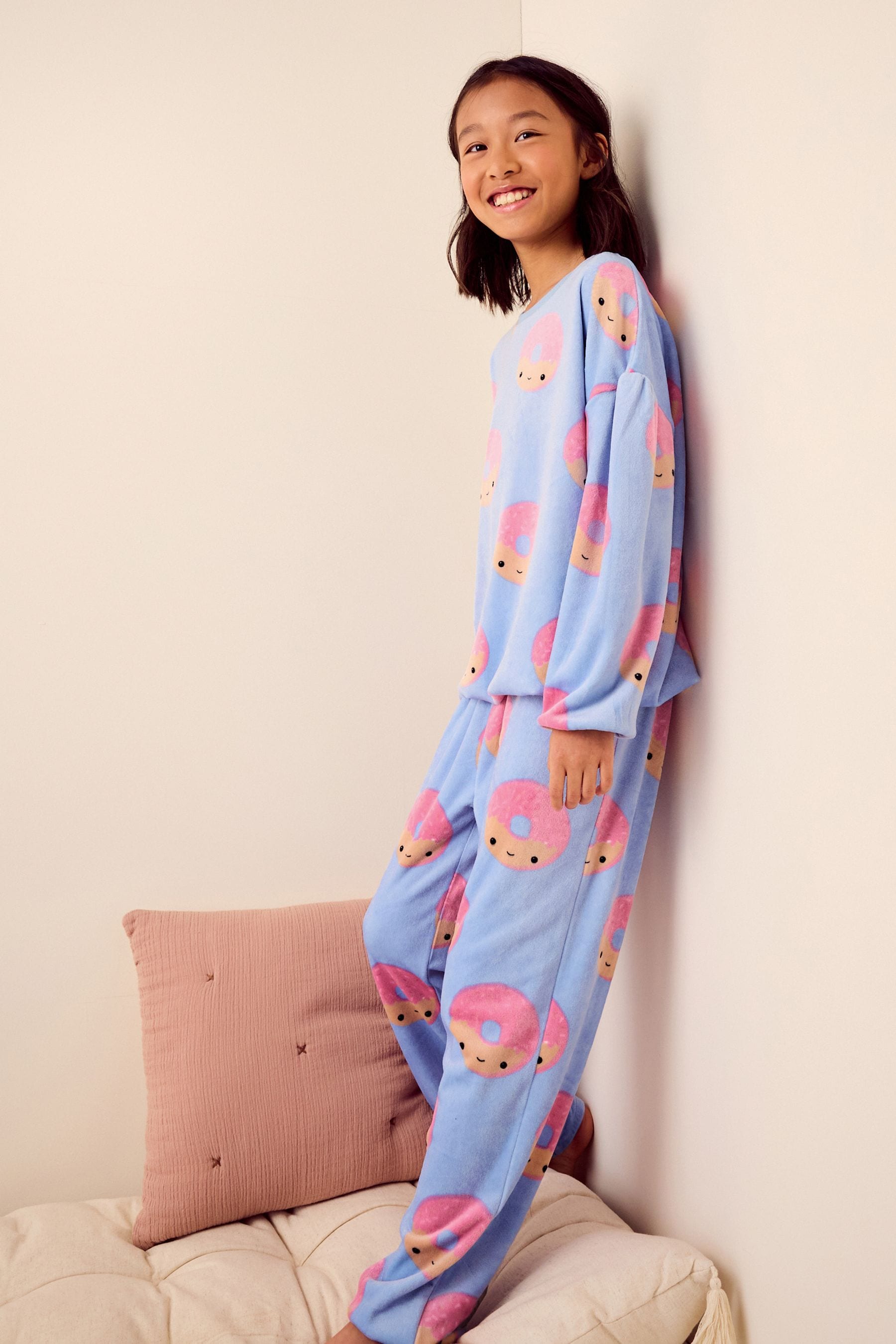 Donut Print Cosy Fleece Pyjamas (3-16yrs)