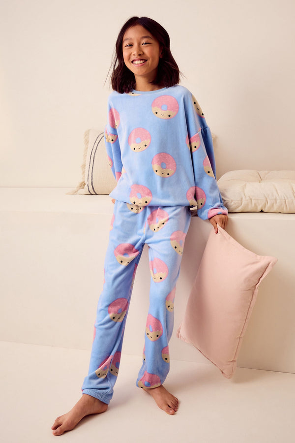 Donut Print Cosy Fleece Pyjamas (3-16yrs)