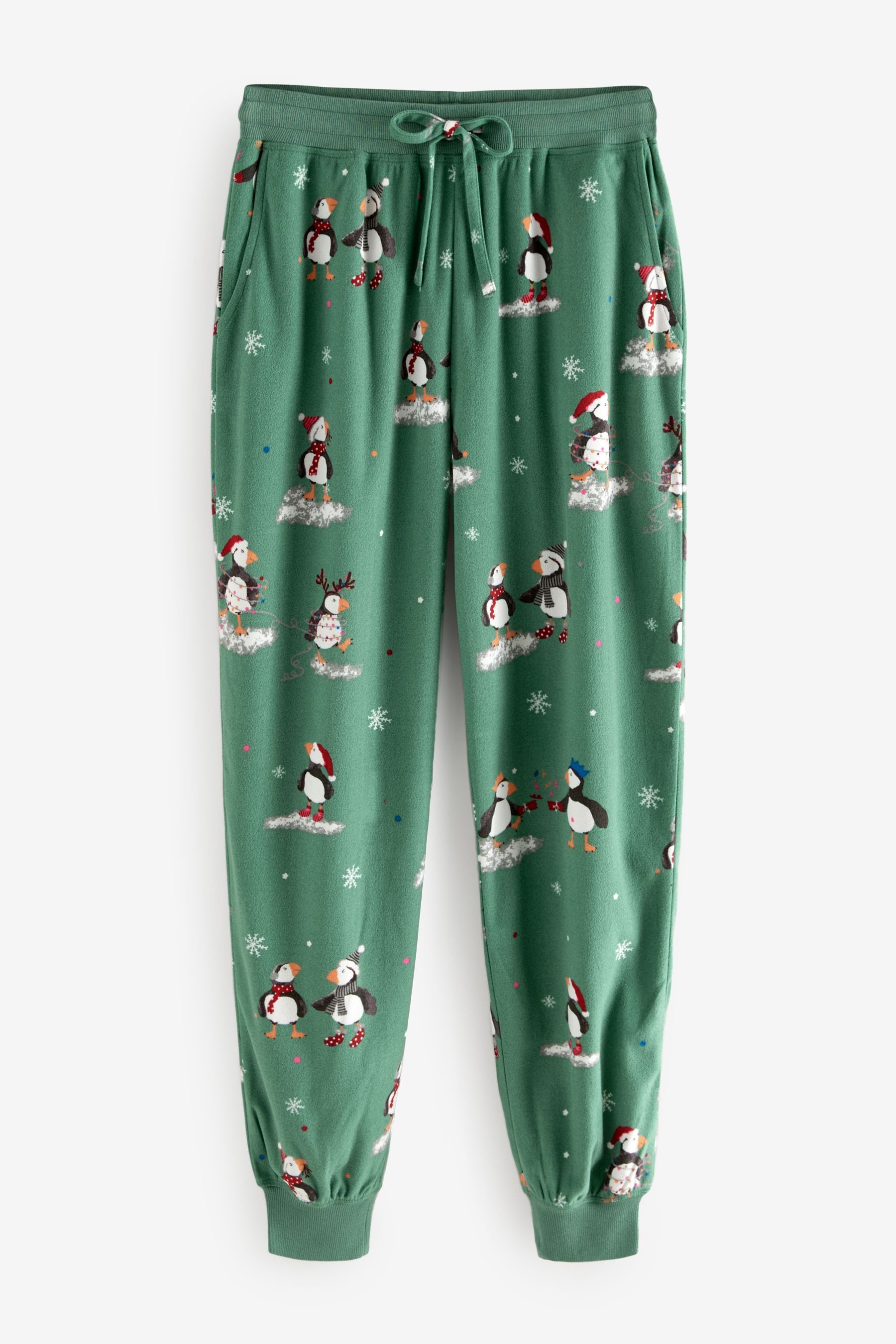 Sage Green Puffins Cosy Long Sleeve Pyjamas