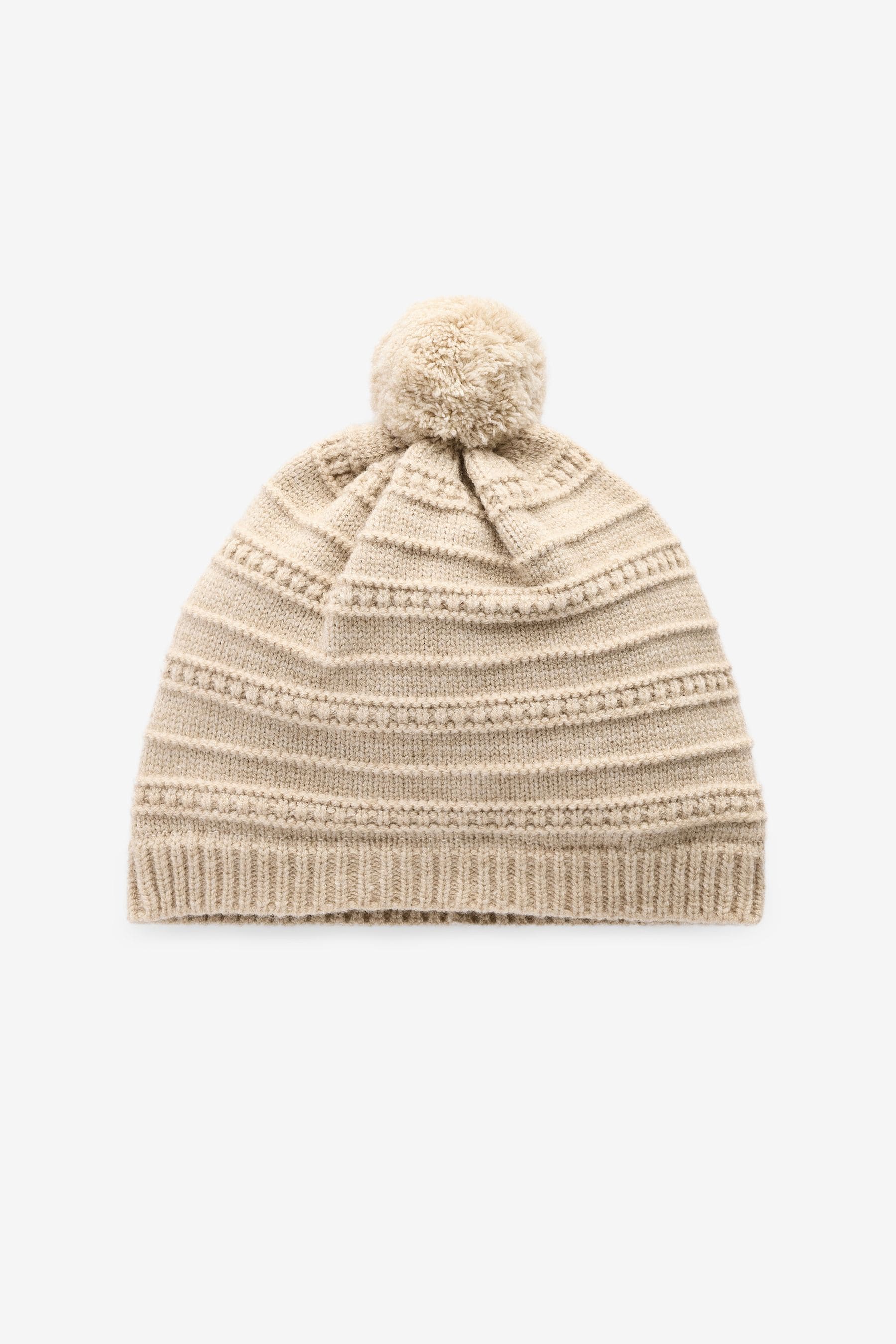 Neutral Baby Knitted Pom Hat