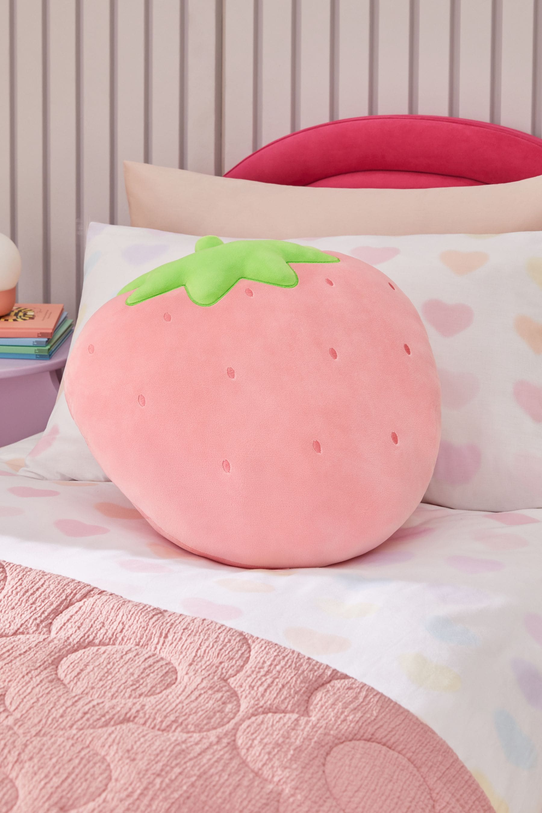 Pink Strawberry Extra Large Super Soft Squidge Toy Cushion