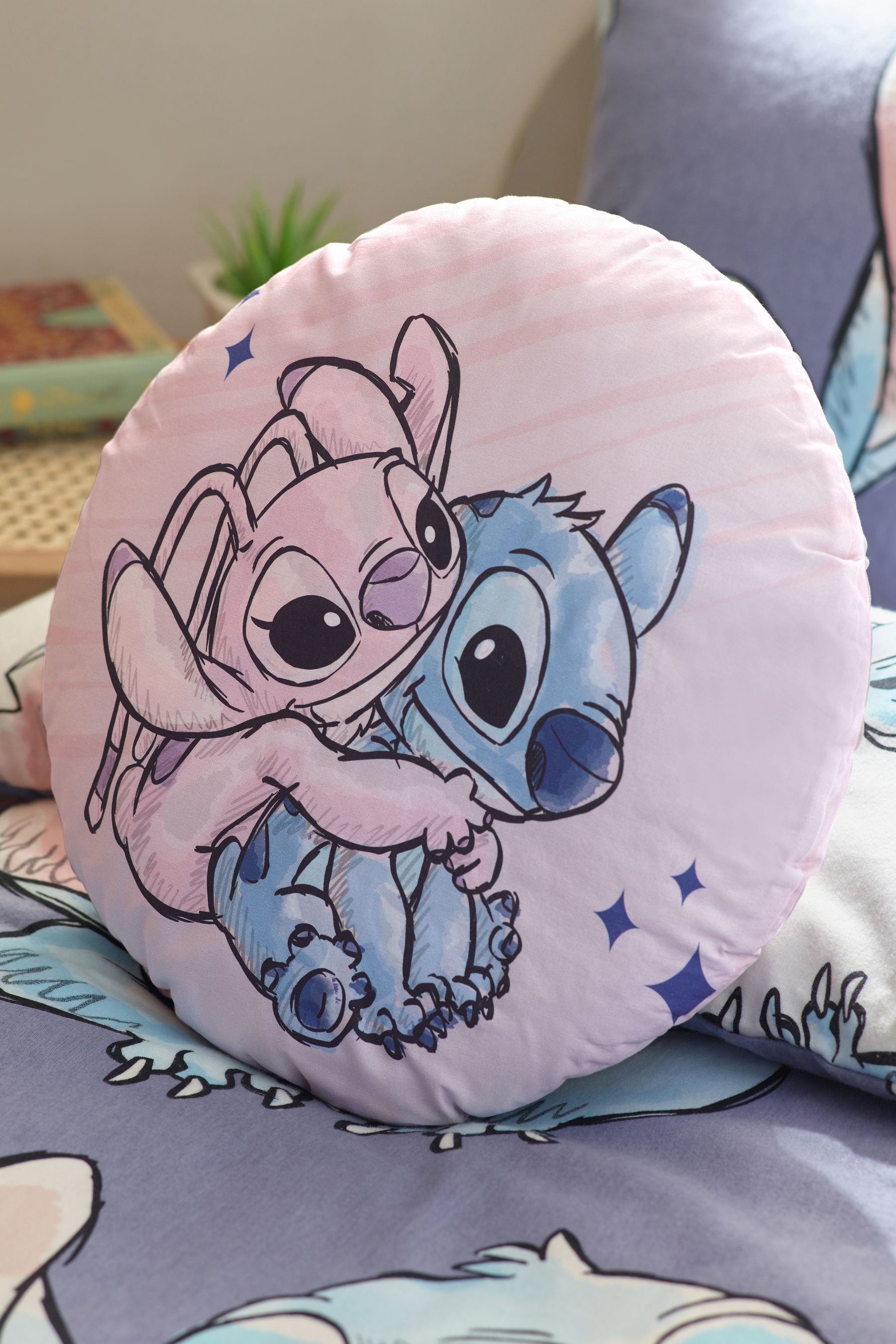 Pink Disney Lilo & Stitch 100% Cotton Cushion