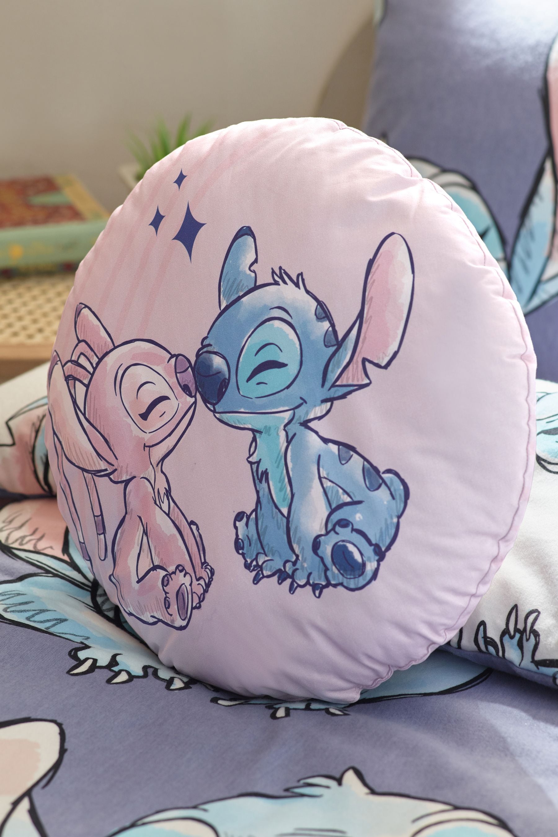 Pink Disney Lilo & Stitch 100% Cotton Cushion