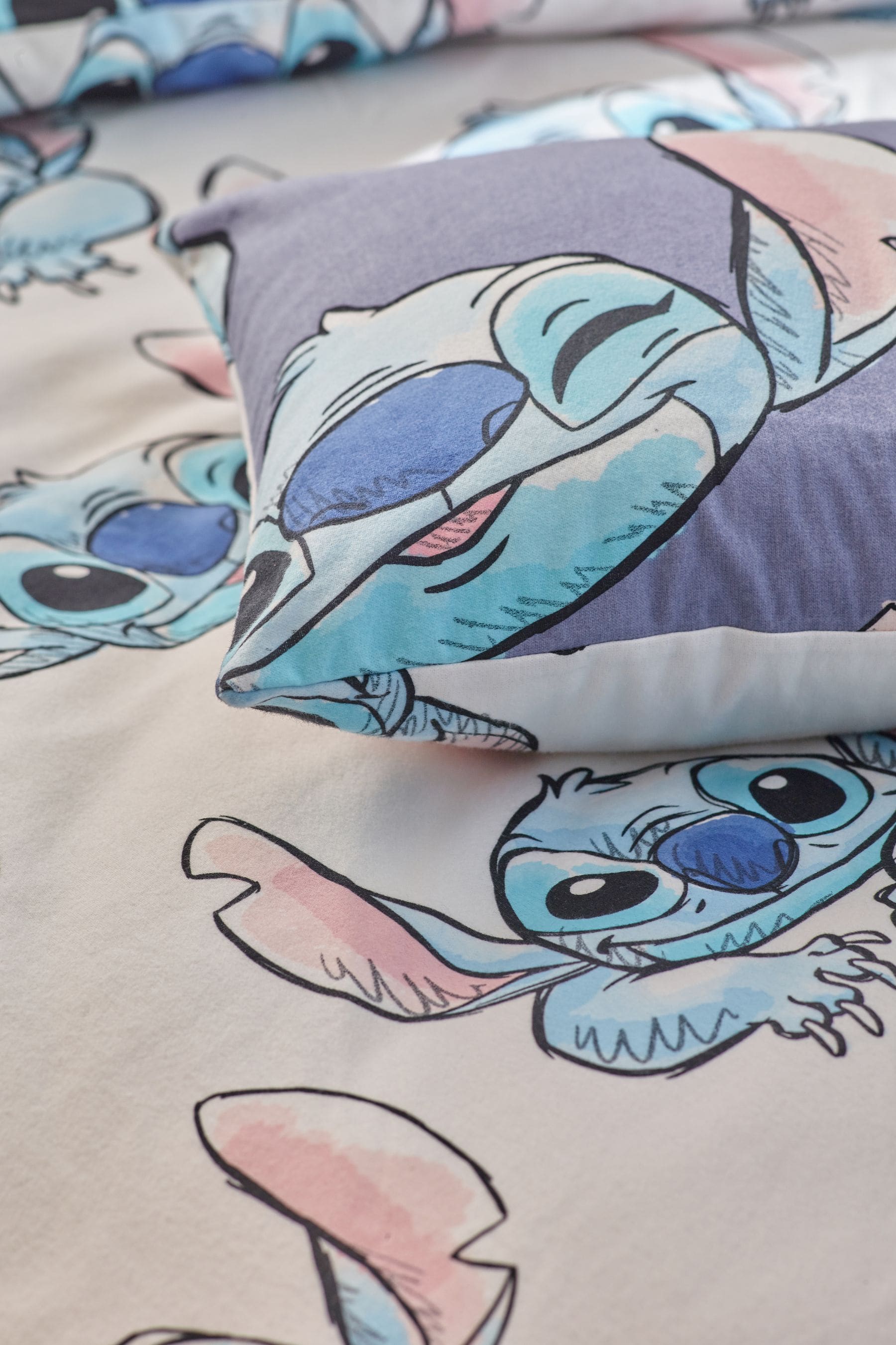 Lilac Purple Lilo and Stitch Supersoft Brushed Cotton Duvet Cover and Pillowcase Set