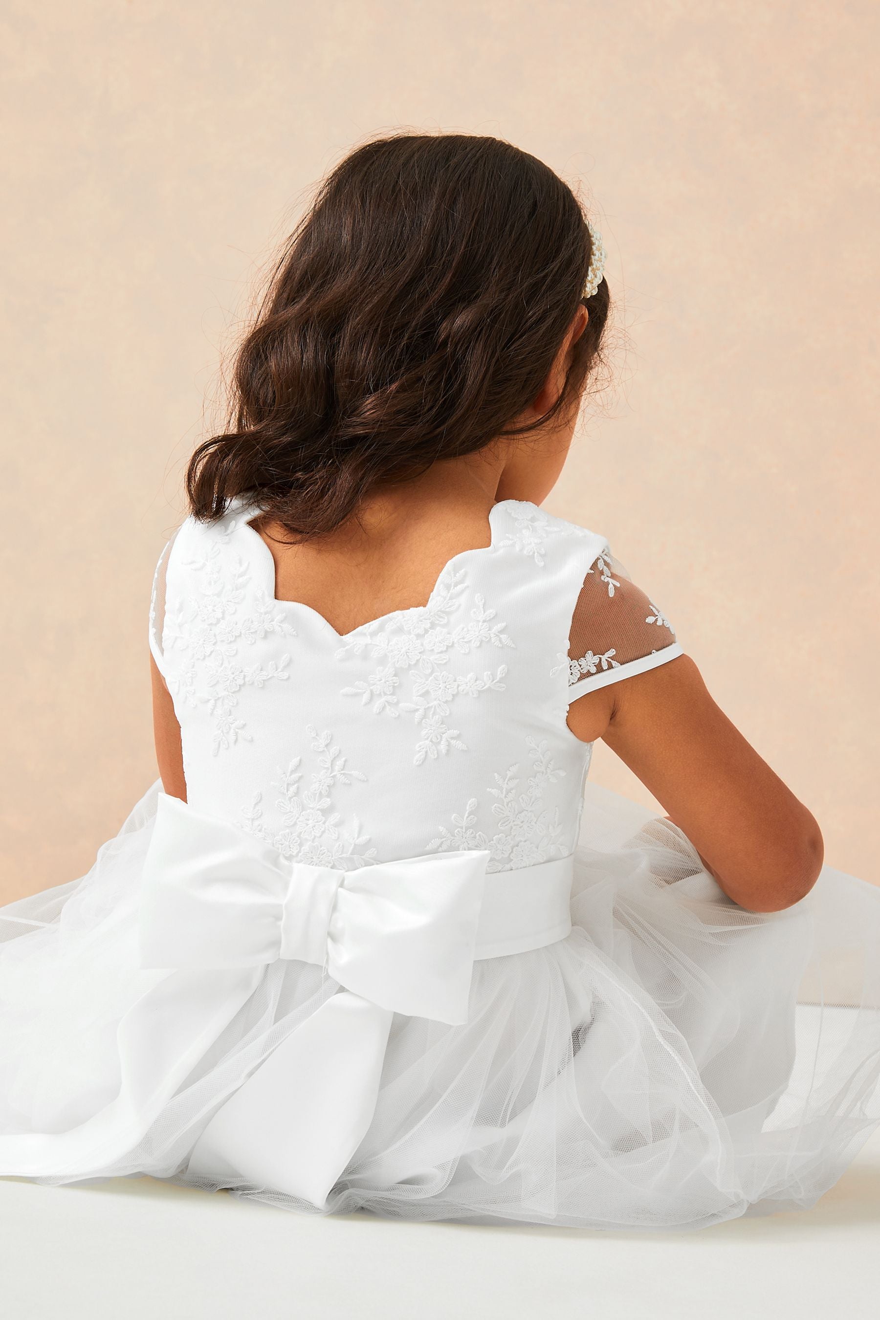 Ivory Lace Cap Sleeve Occasion Dress