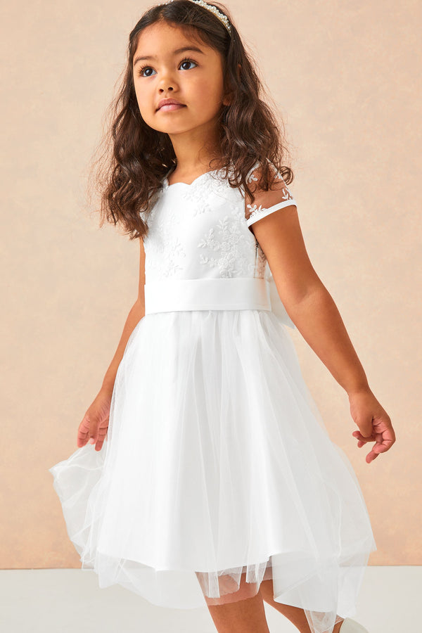 Ivory Lace Cap Sleeve Occasion Dress