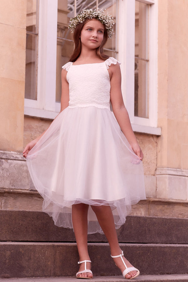 Ivory Tulle Lace Bodice Occasion Dress