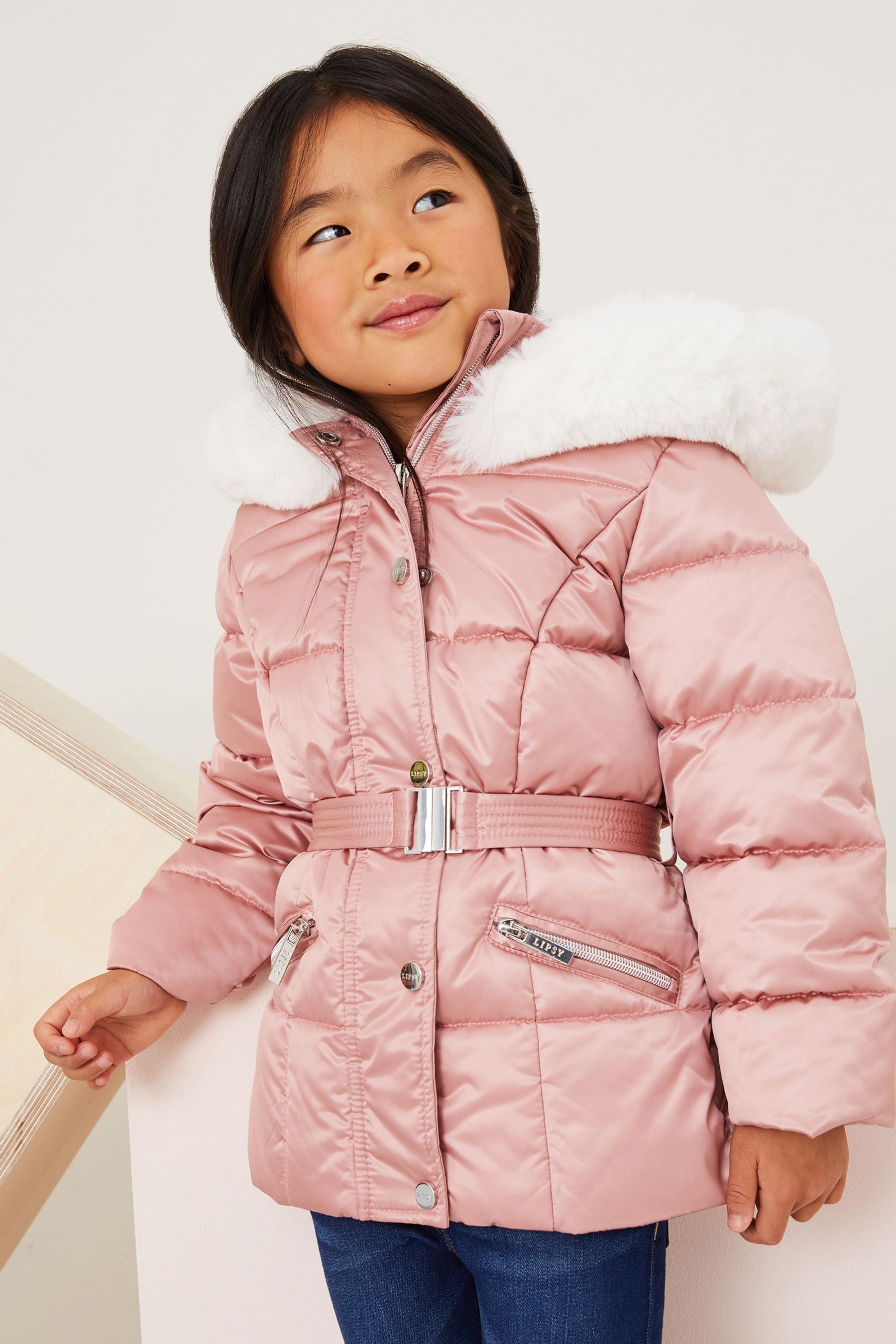 Pink Mini Belted Padded Coat