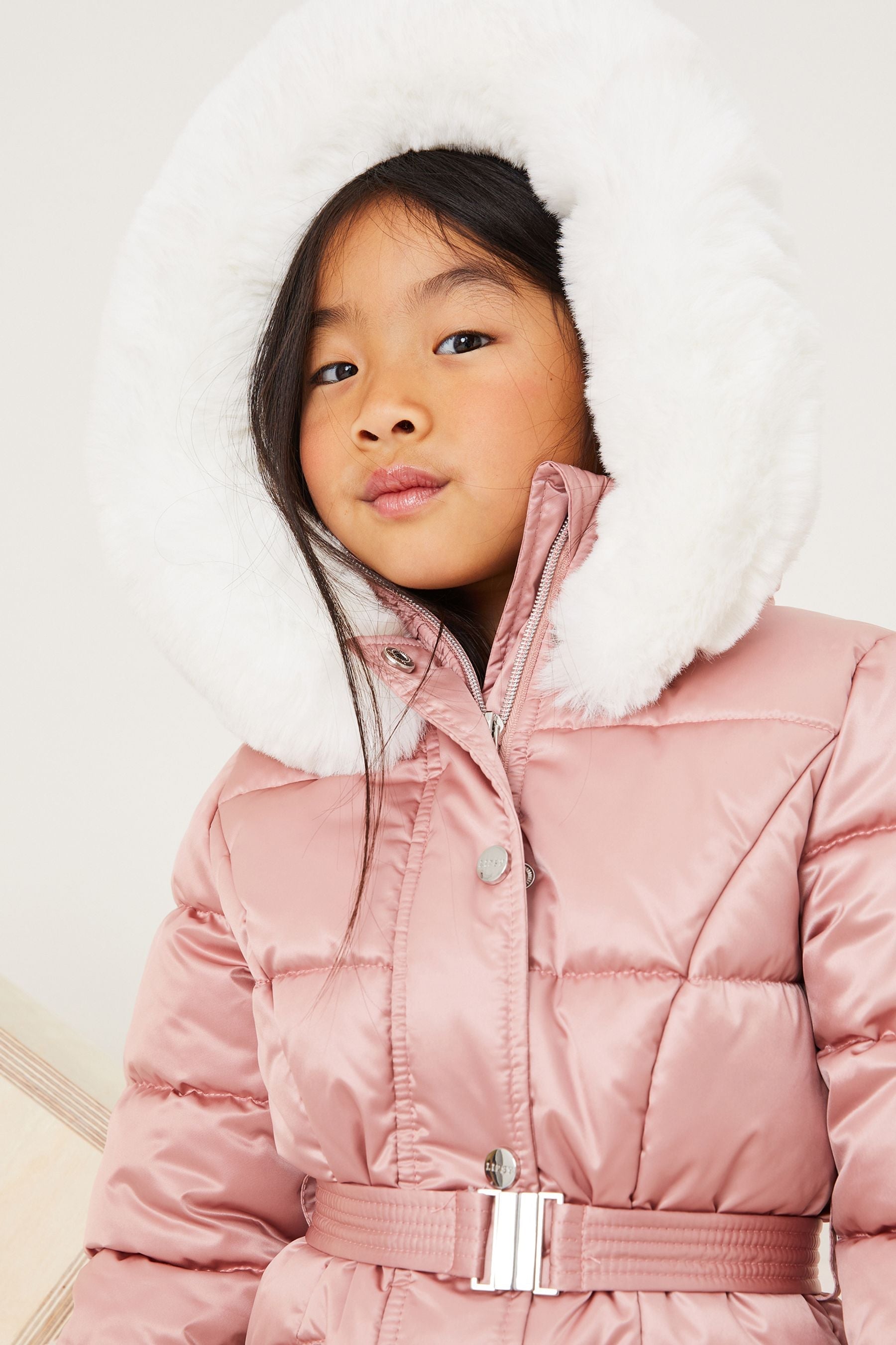 Pink Mini Belted Padded Coat