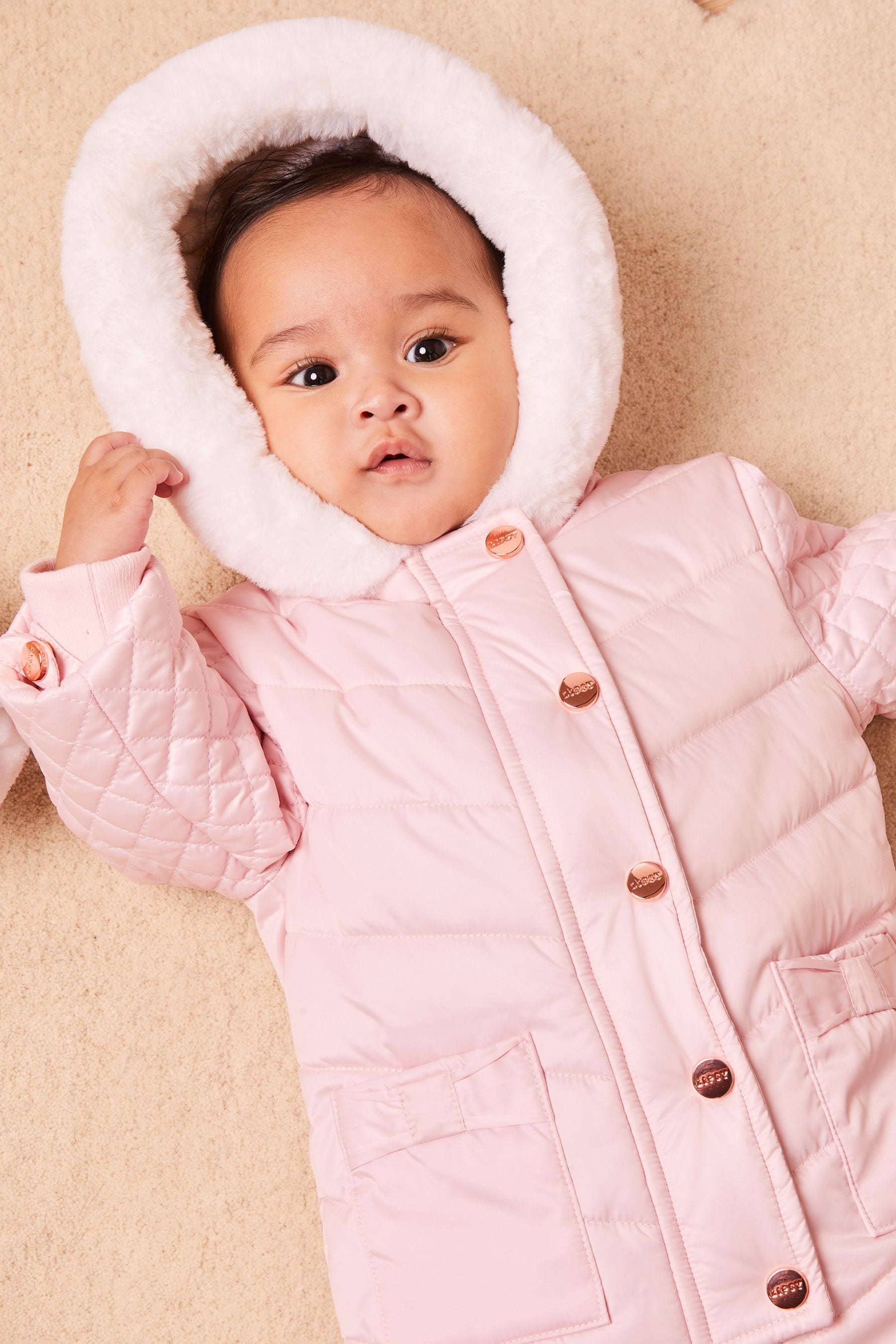 Pink Fleece Lined Baby Snowsuit