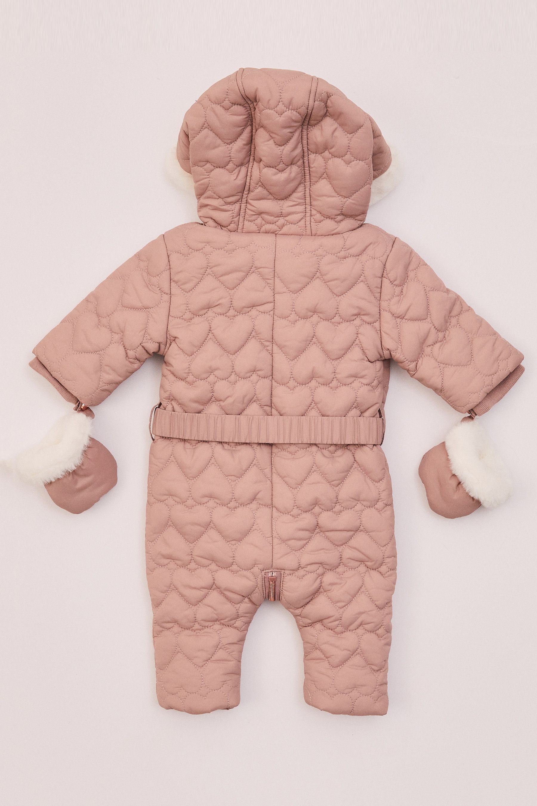 Rose Pink Baby Quilted Heart Snowsuit