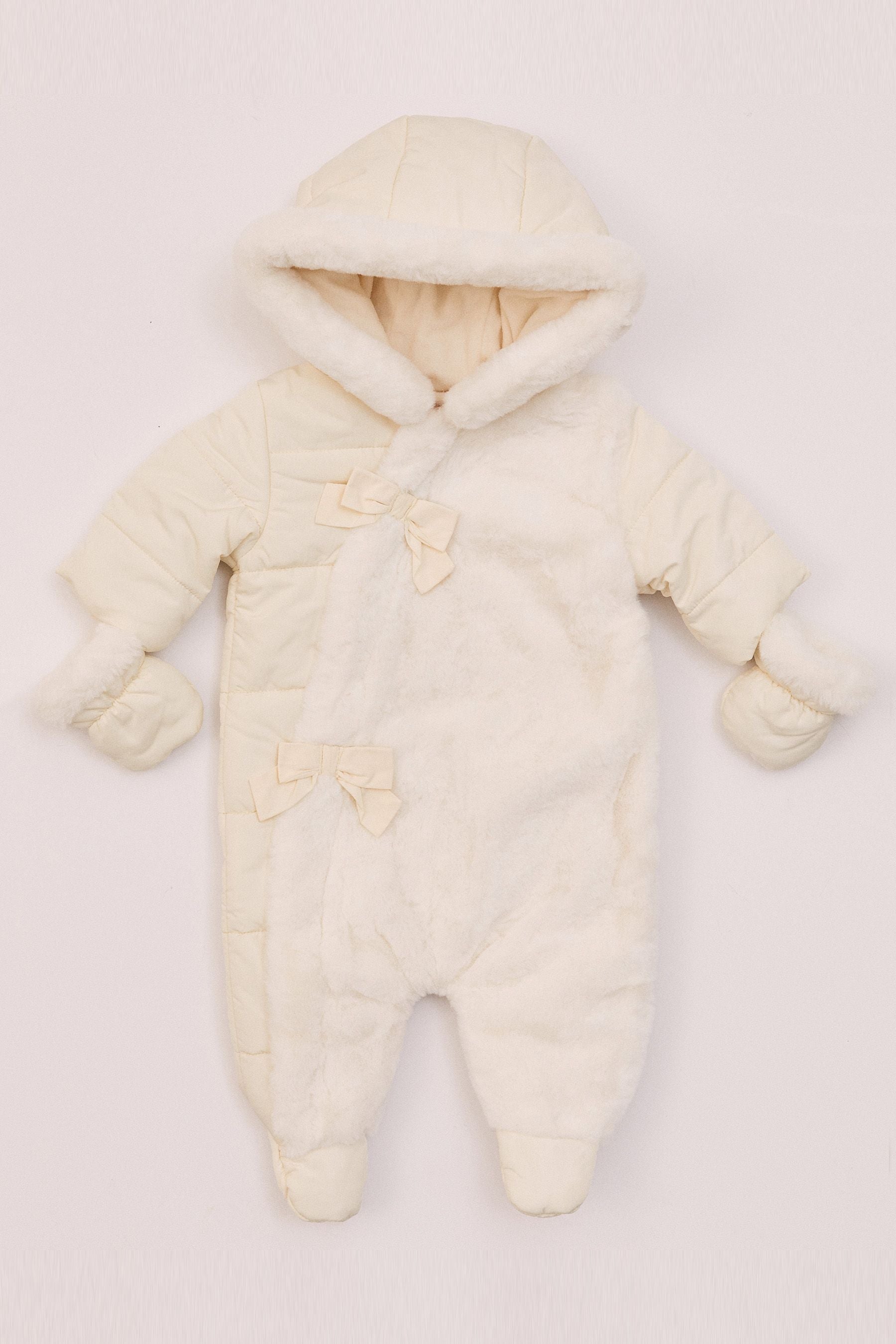 Cream Baby Borg Snowsuit