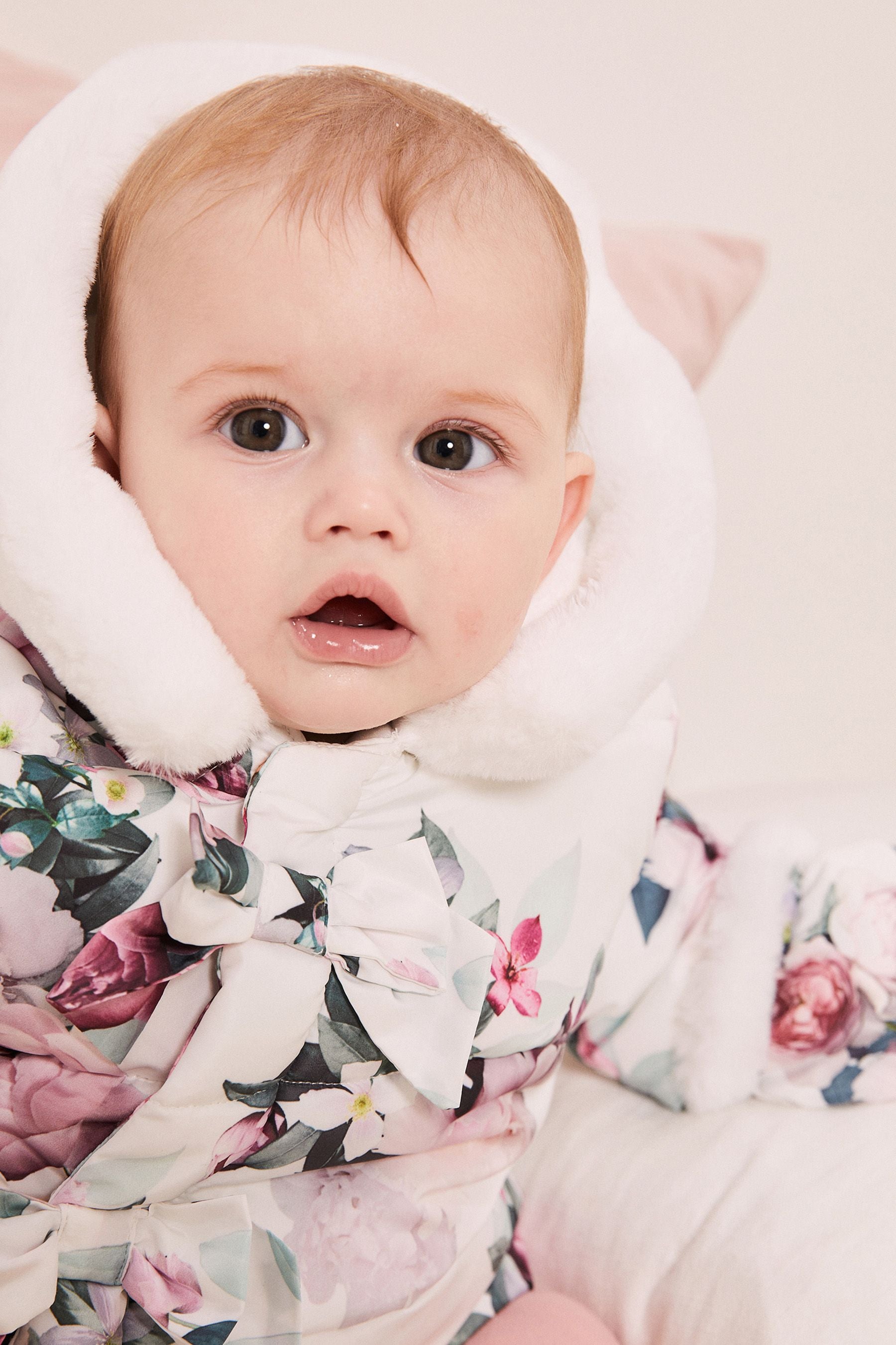 White Floral Baby Coat