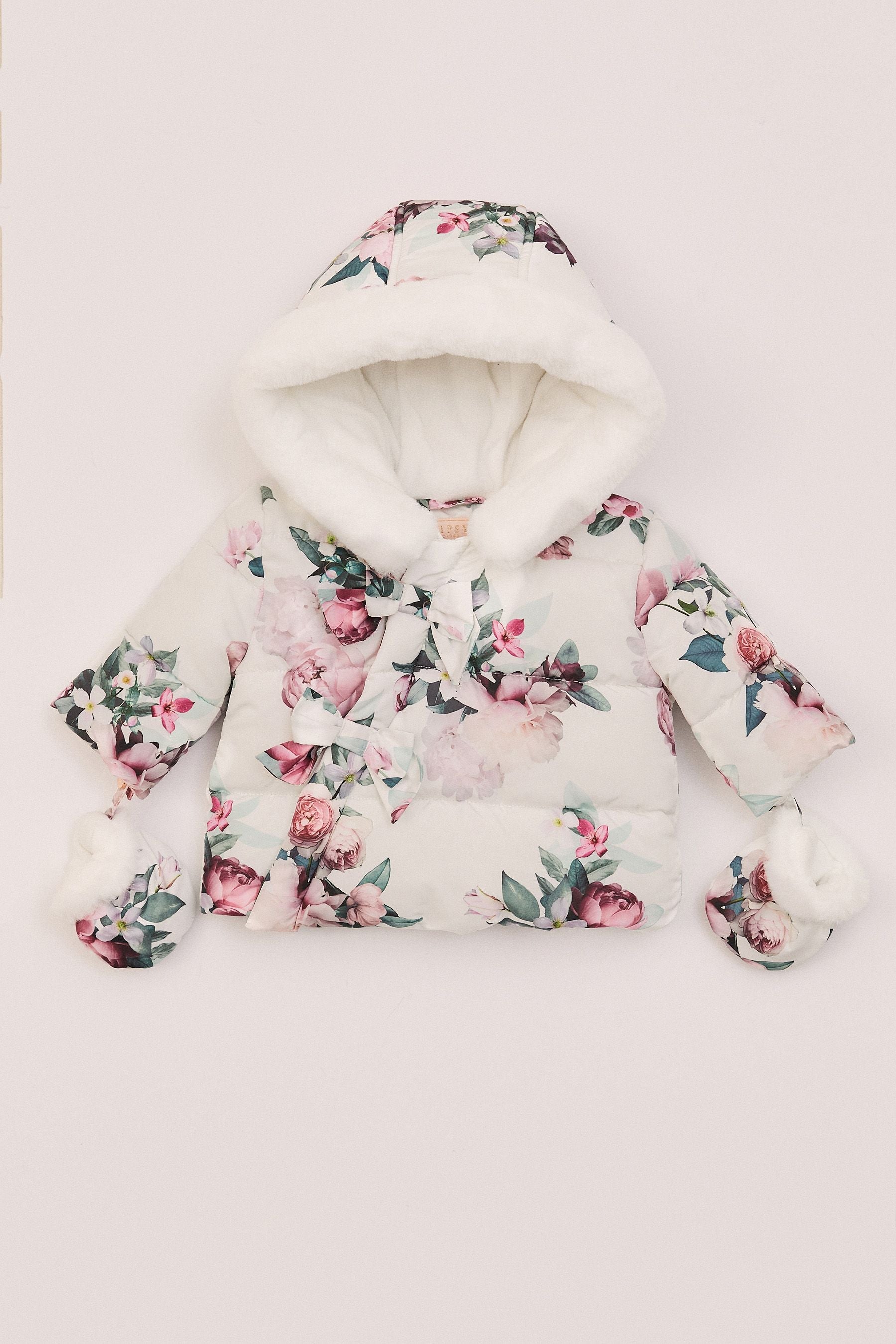 White Floral Baby Coat