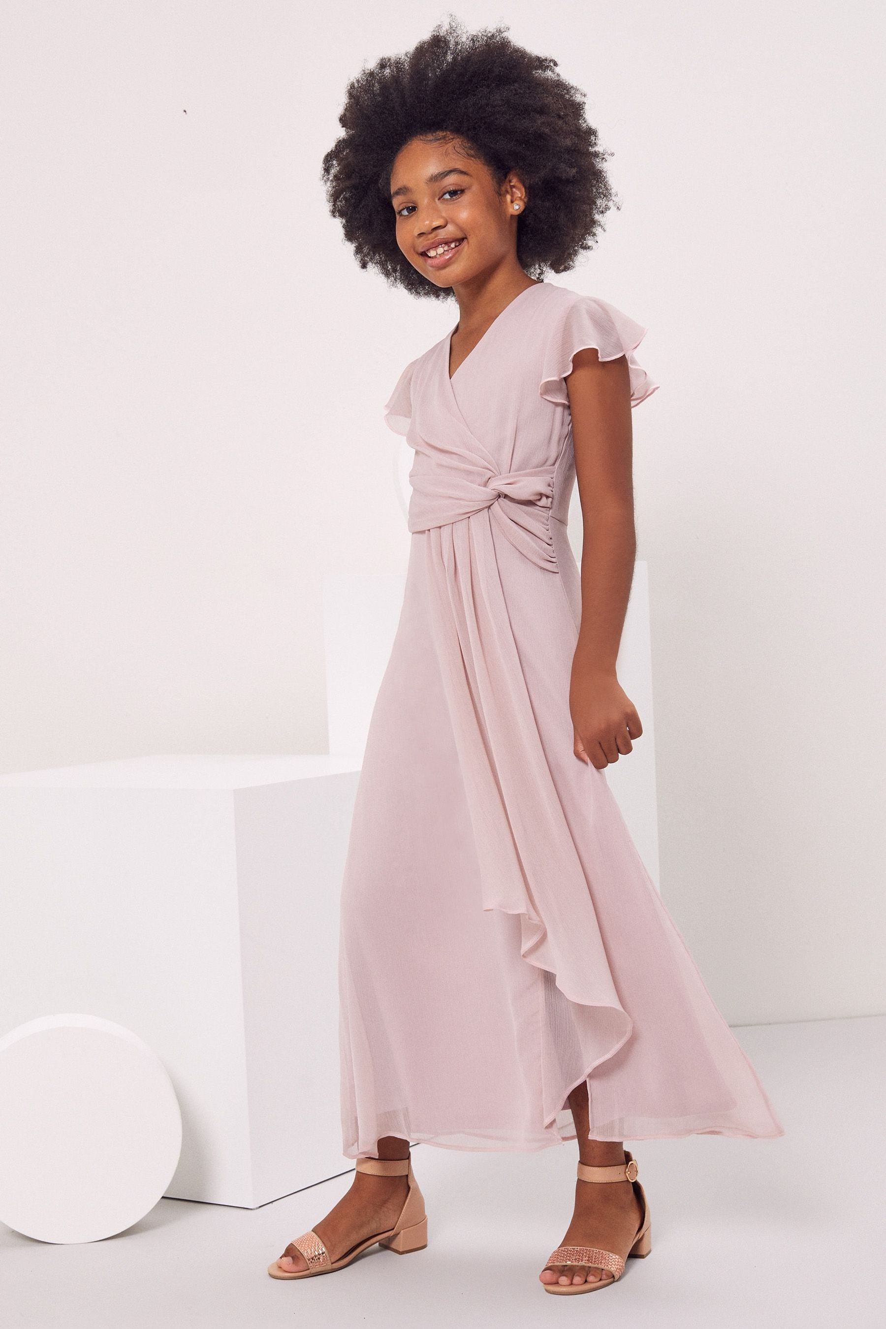 Blush Pink Teen Maxi Occasion Dress