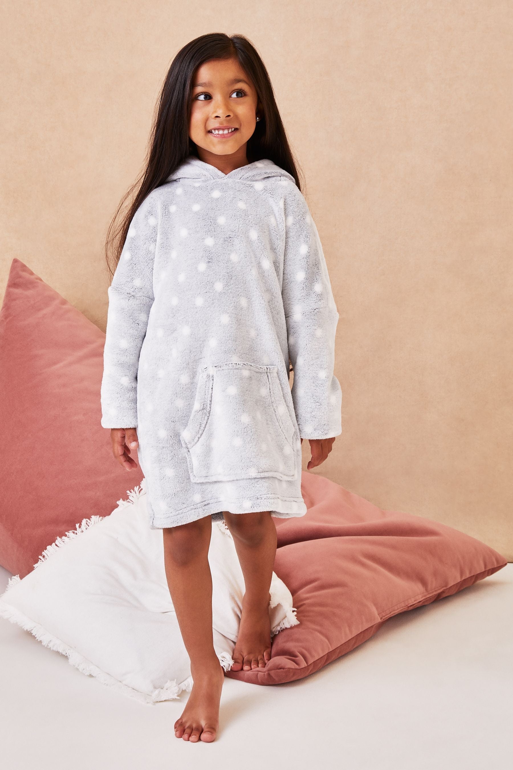 Grey Spot Mini Snuggle Hoodie Poncho