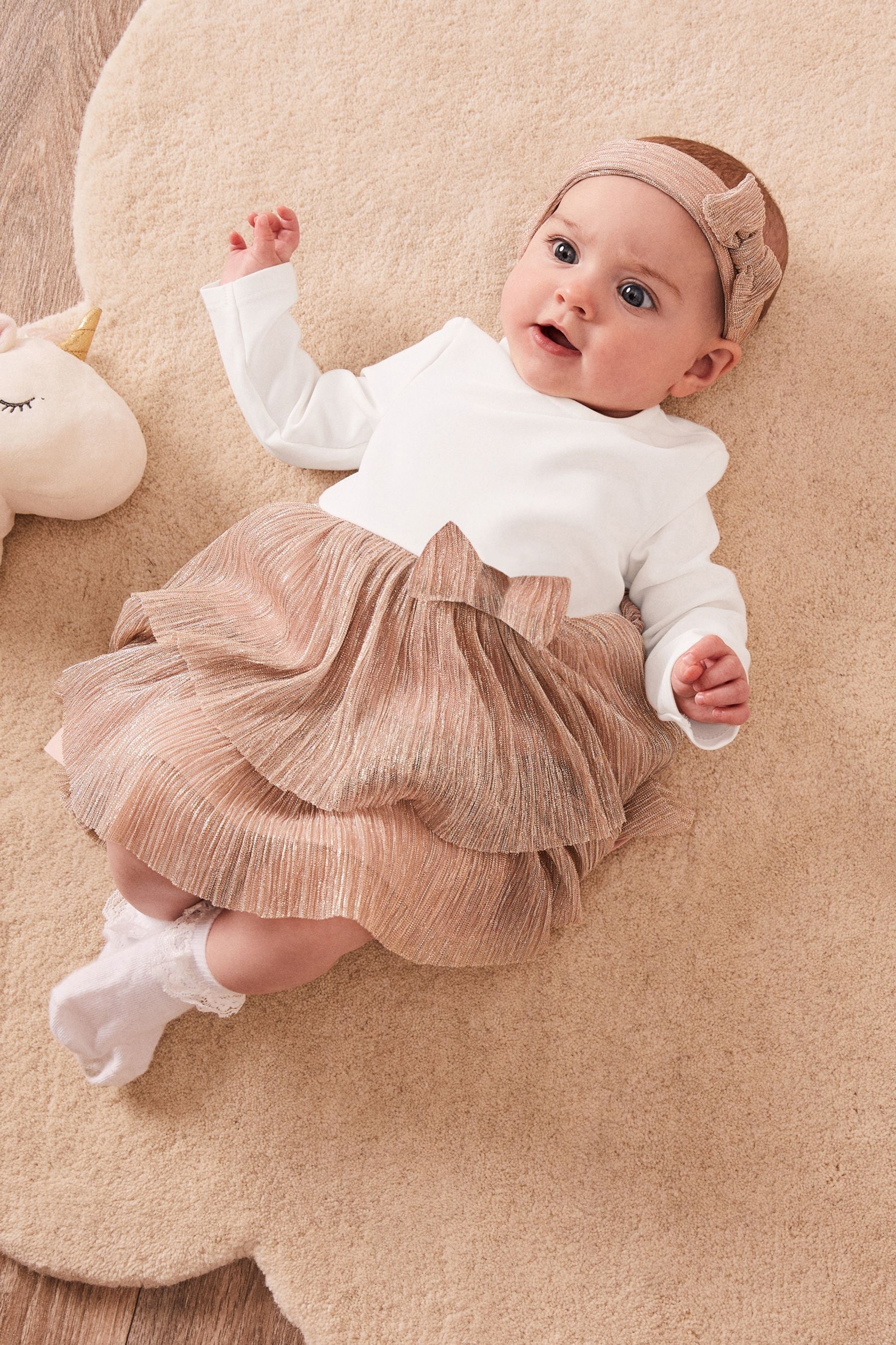 Pink Long Sleeve Tutu Dress With Headband