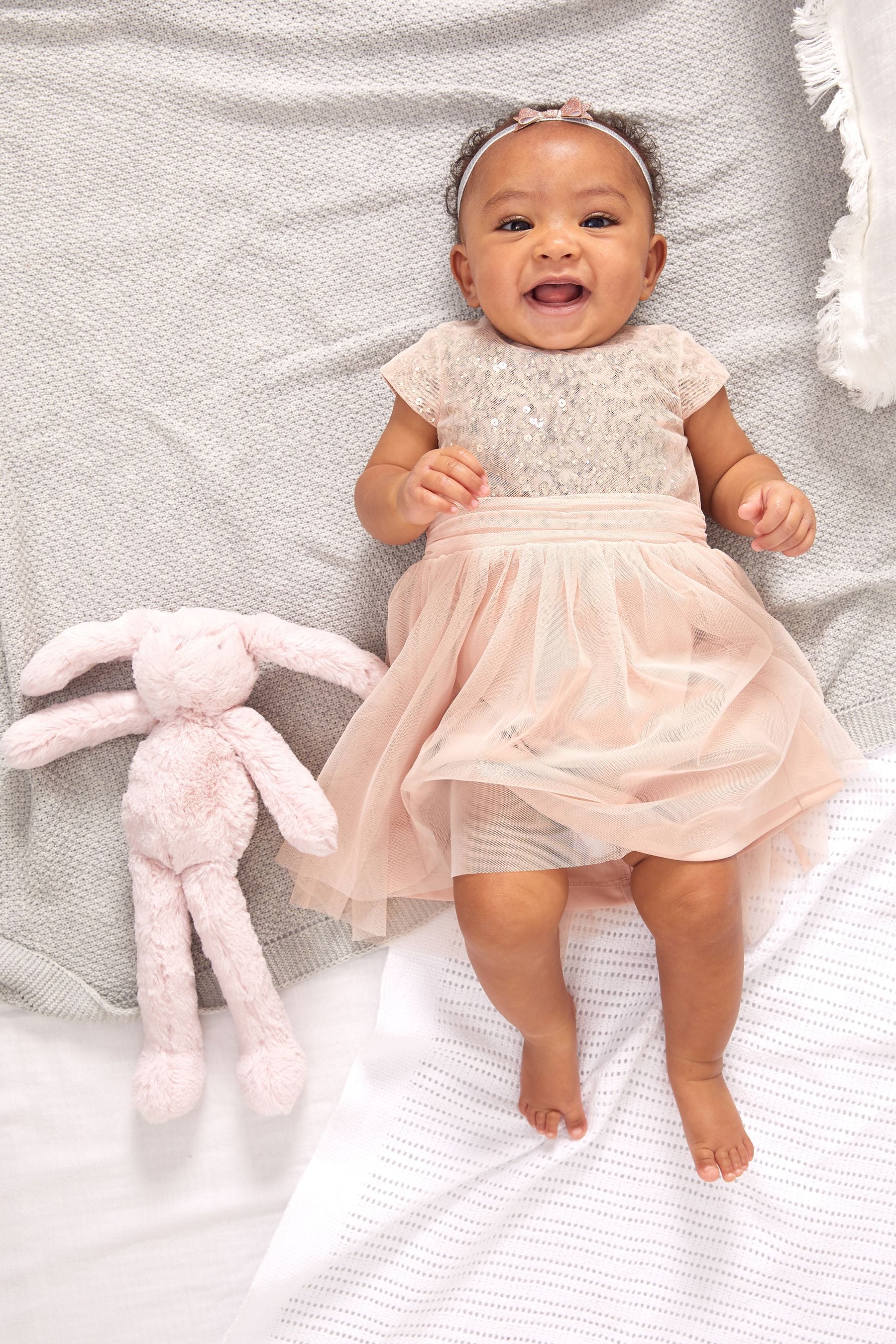 Pink Baby Sequin Flower Girl Dress