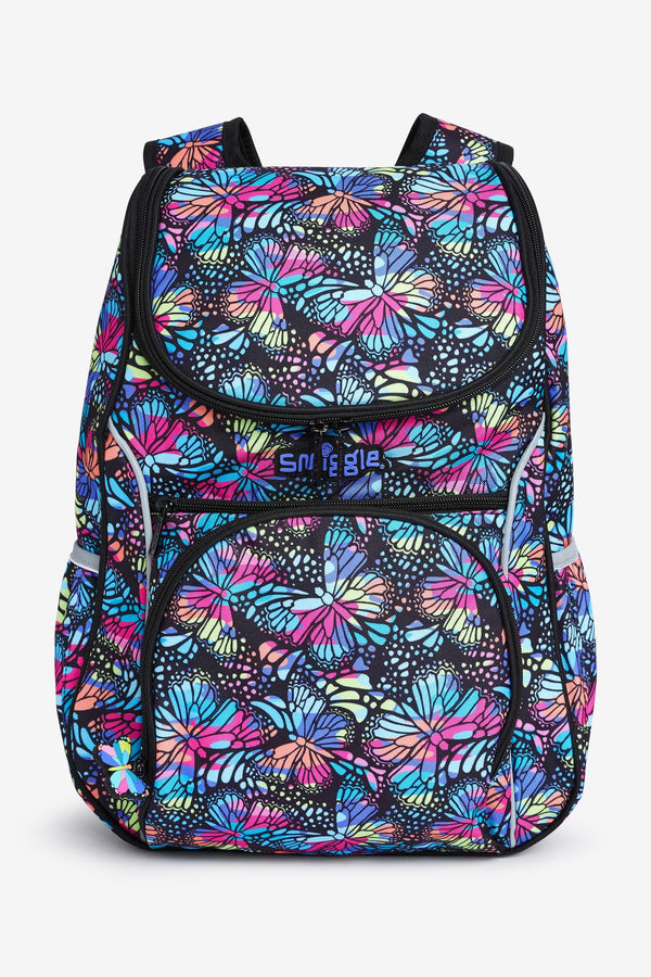 Smiggle Blue Butterfly Vivid Access Backpack with Reflective Tape