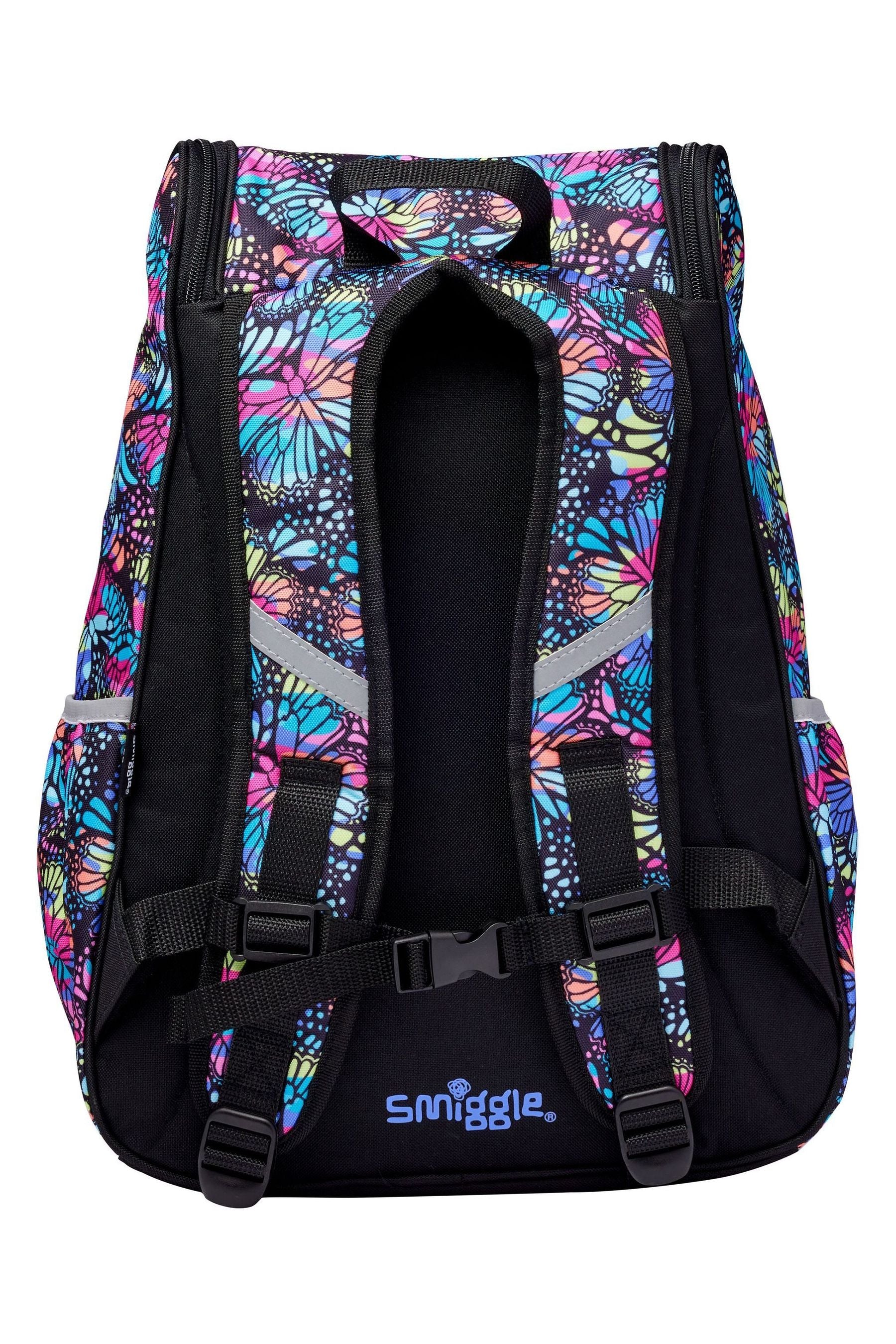 Smiggle Blue Butterfly Vivid Access Backpack with Reflective Tape