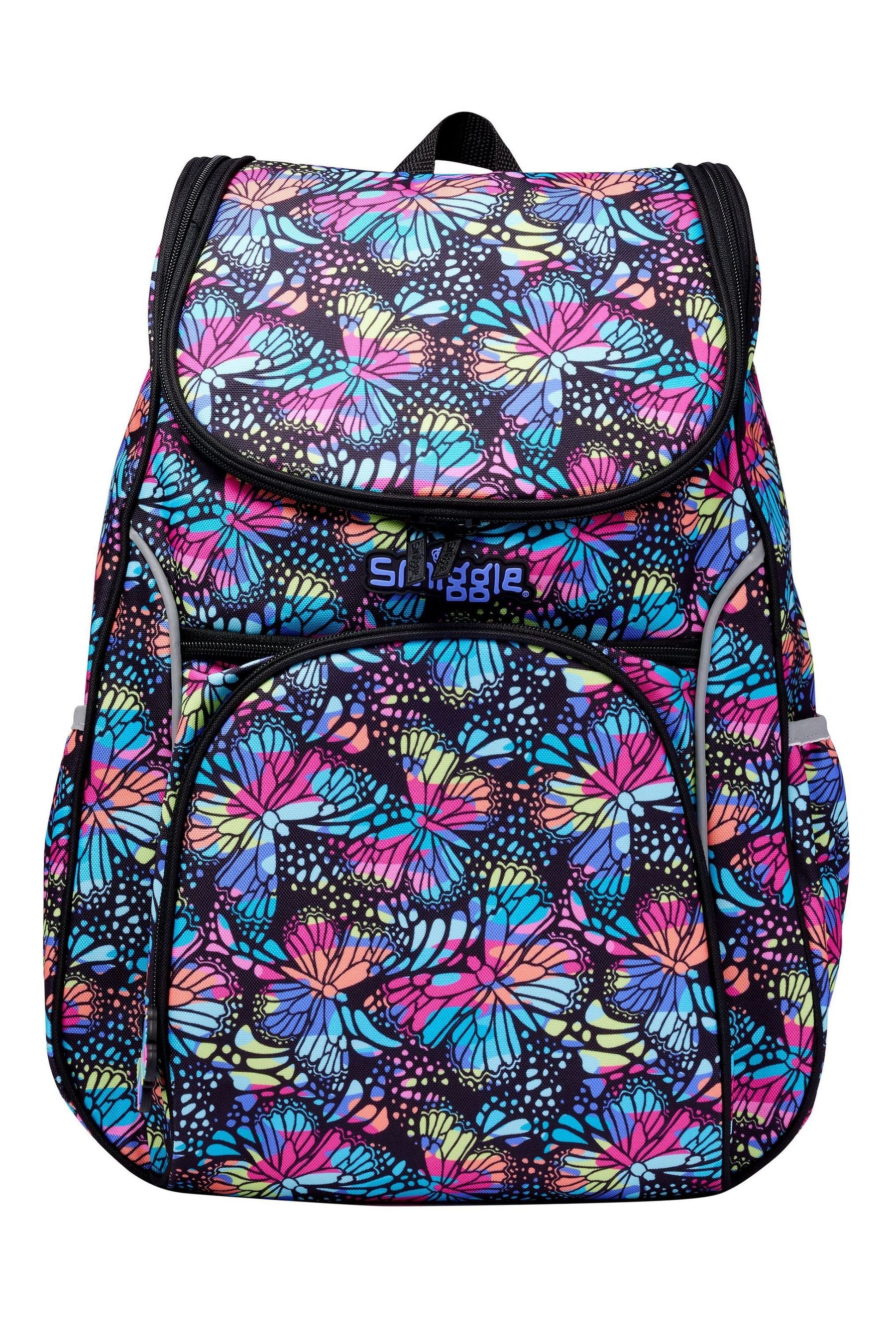 Smiggle Blue Butterfly Vivid Access Backpack with Reflective Tape