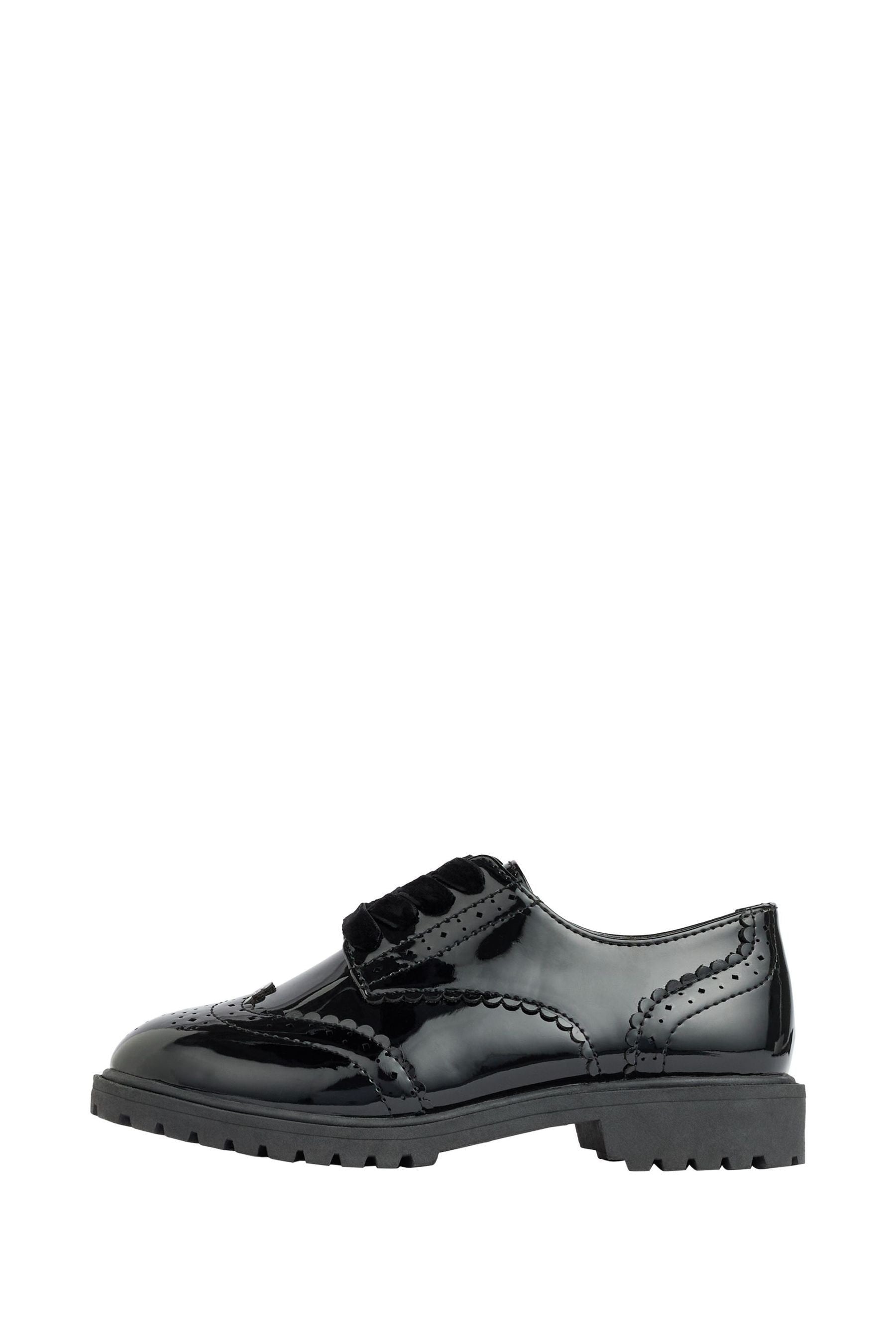 Black Regular Fit Chunky Lace Up Brogue School Shoe