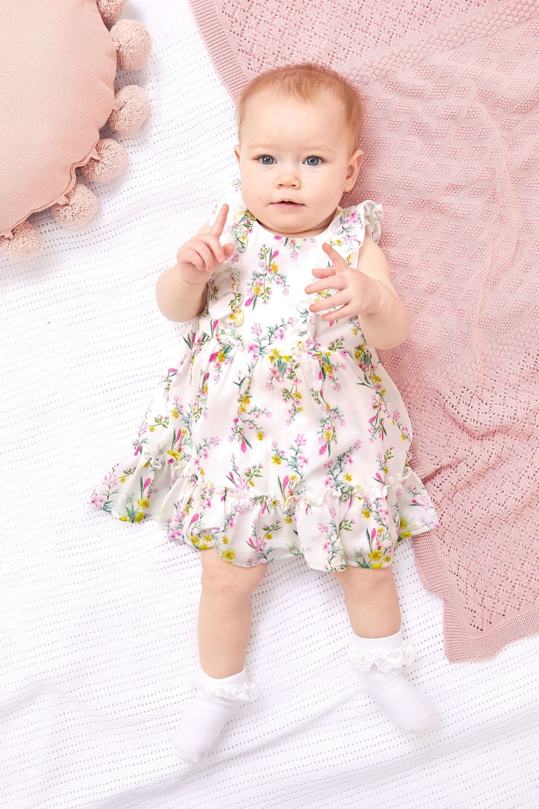 White Baby Chiffon Tiered Dress