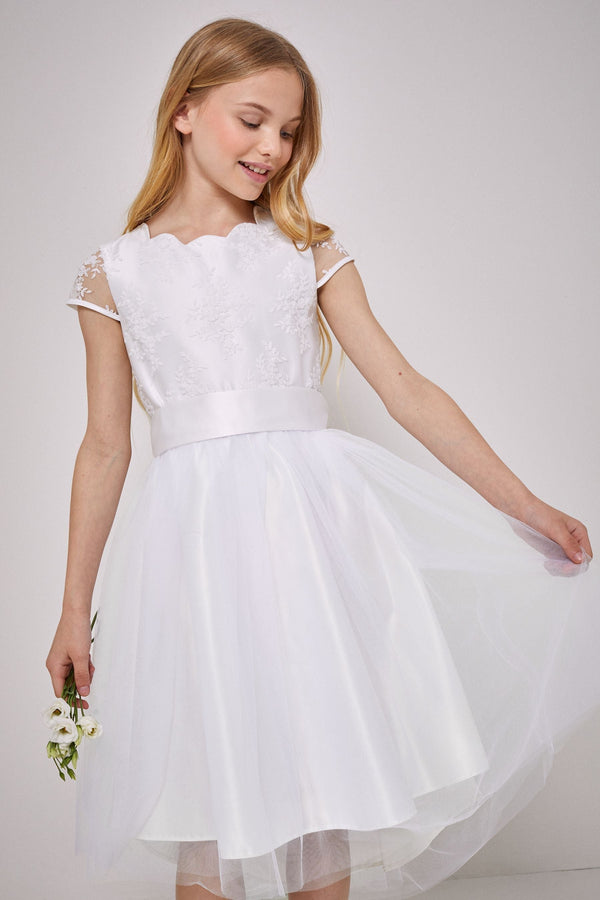 Ivory Tulle Lace Cap Sleeve Occasion Dress