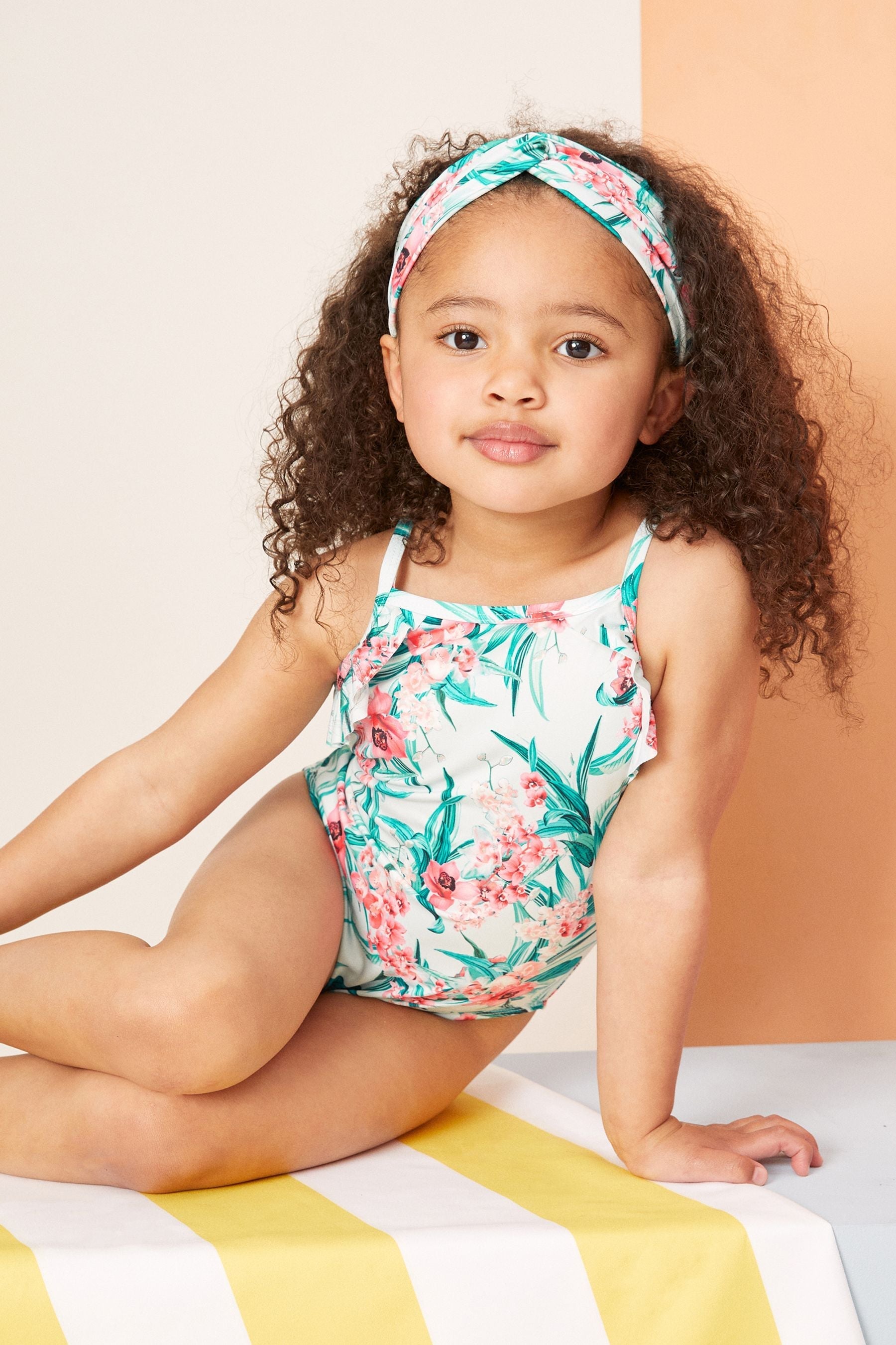 Green Mini Frill Swimsuit With Headband