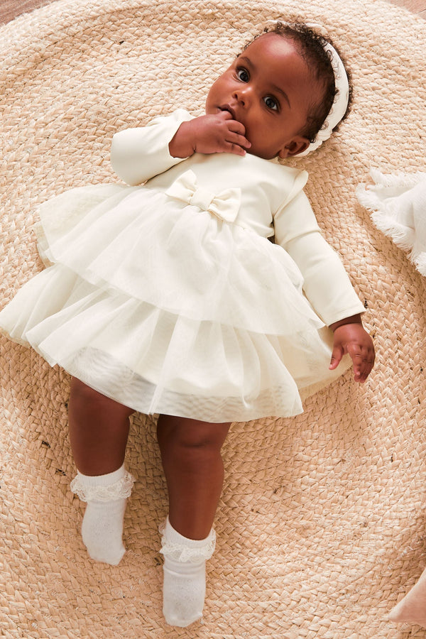 White Baby Long Sleeve Tutu Dress