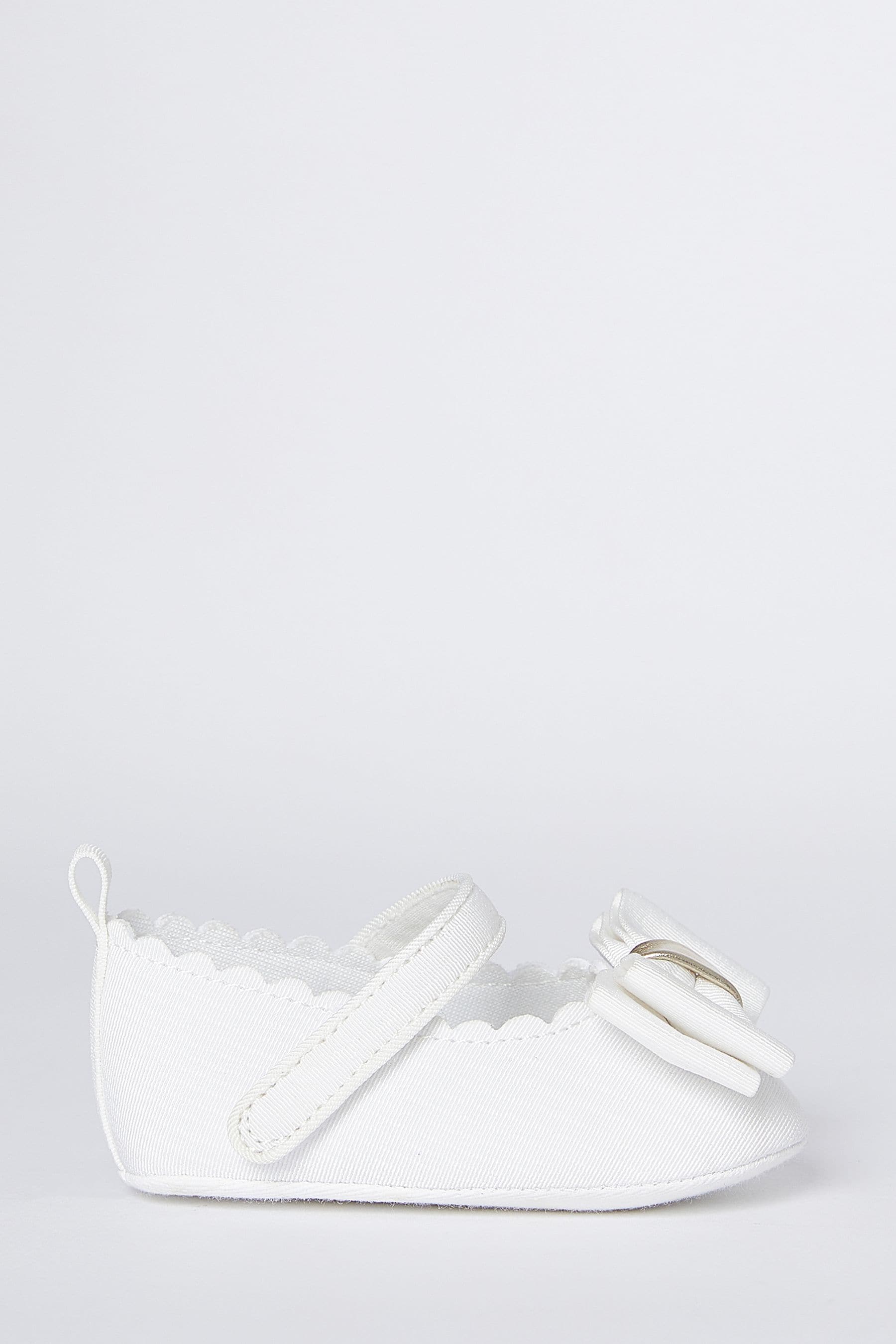 White Velcro Bow Mary Jane Ballerina Occasion Shoe - Baby