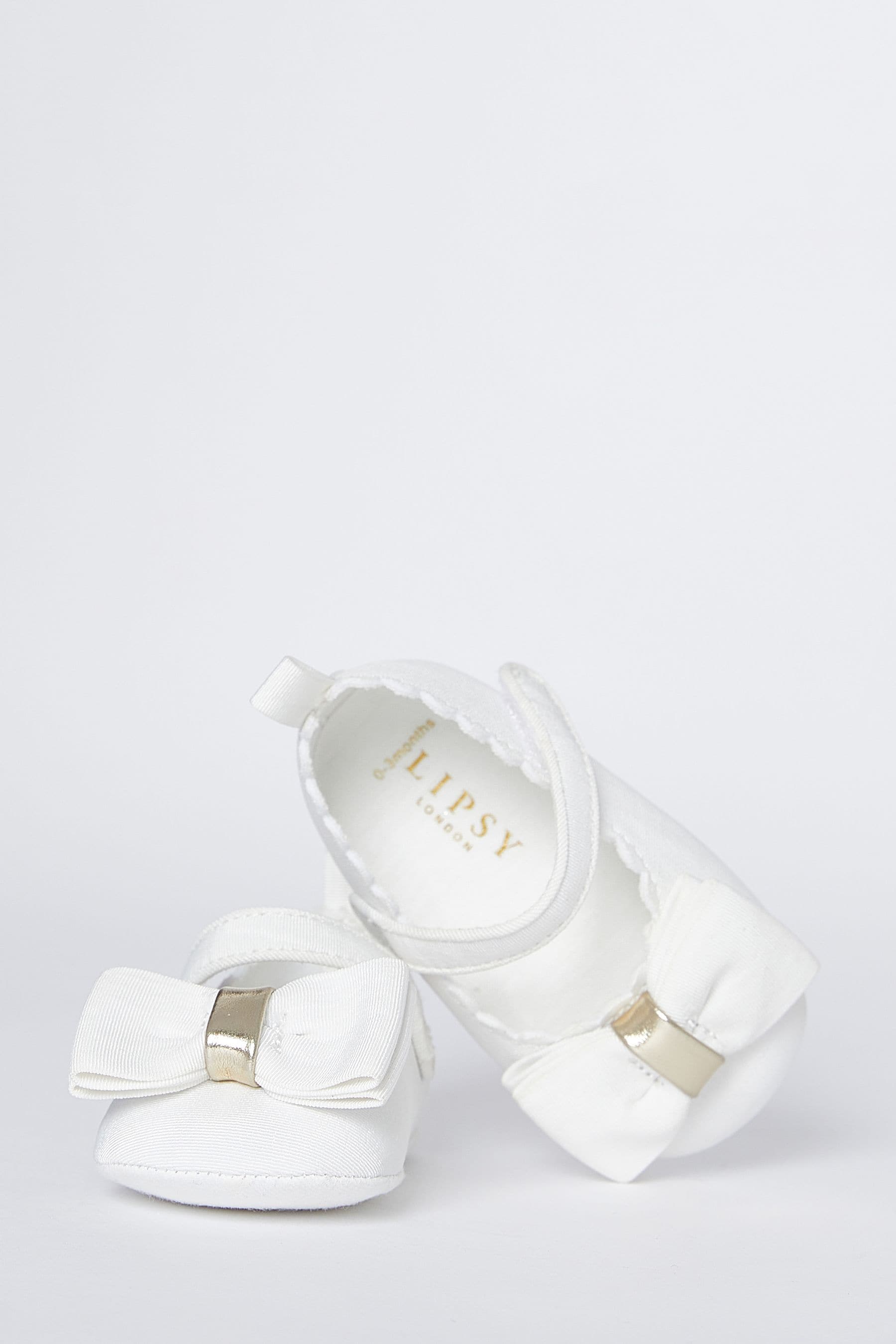 White Velcro Bow Mary Jane Ballerina Occasion Shoe - Baby