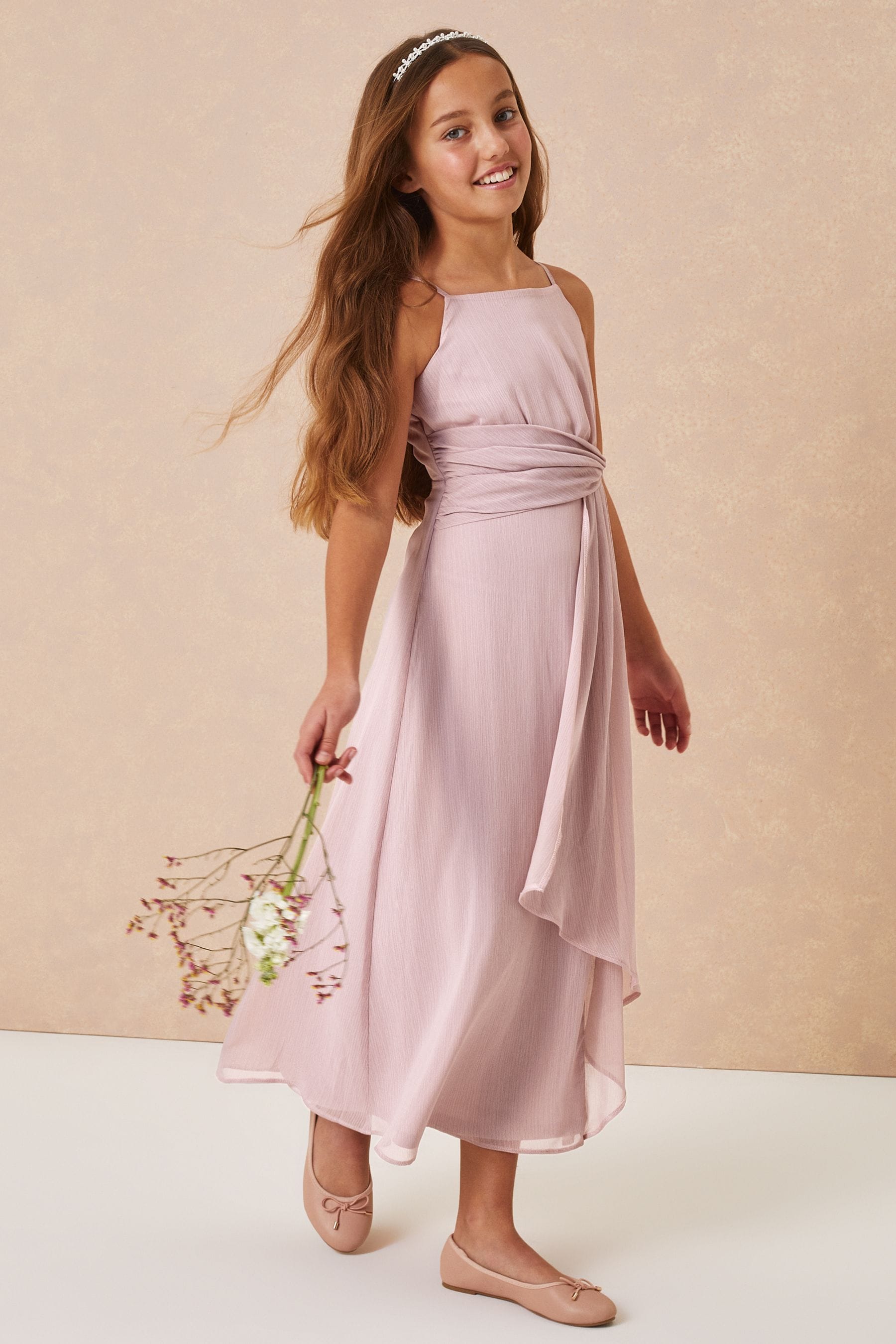 Pink Strap Maxi Occasion Dress (From 7-16yrs)